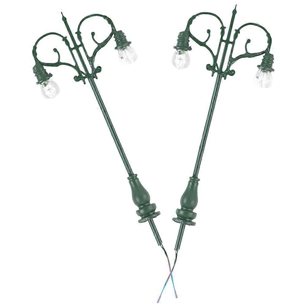 Mini Street Light Models Microlandscape Ornament For Indoor Display 8.5X3.5CM 2Pcs