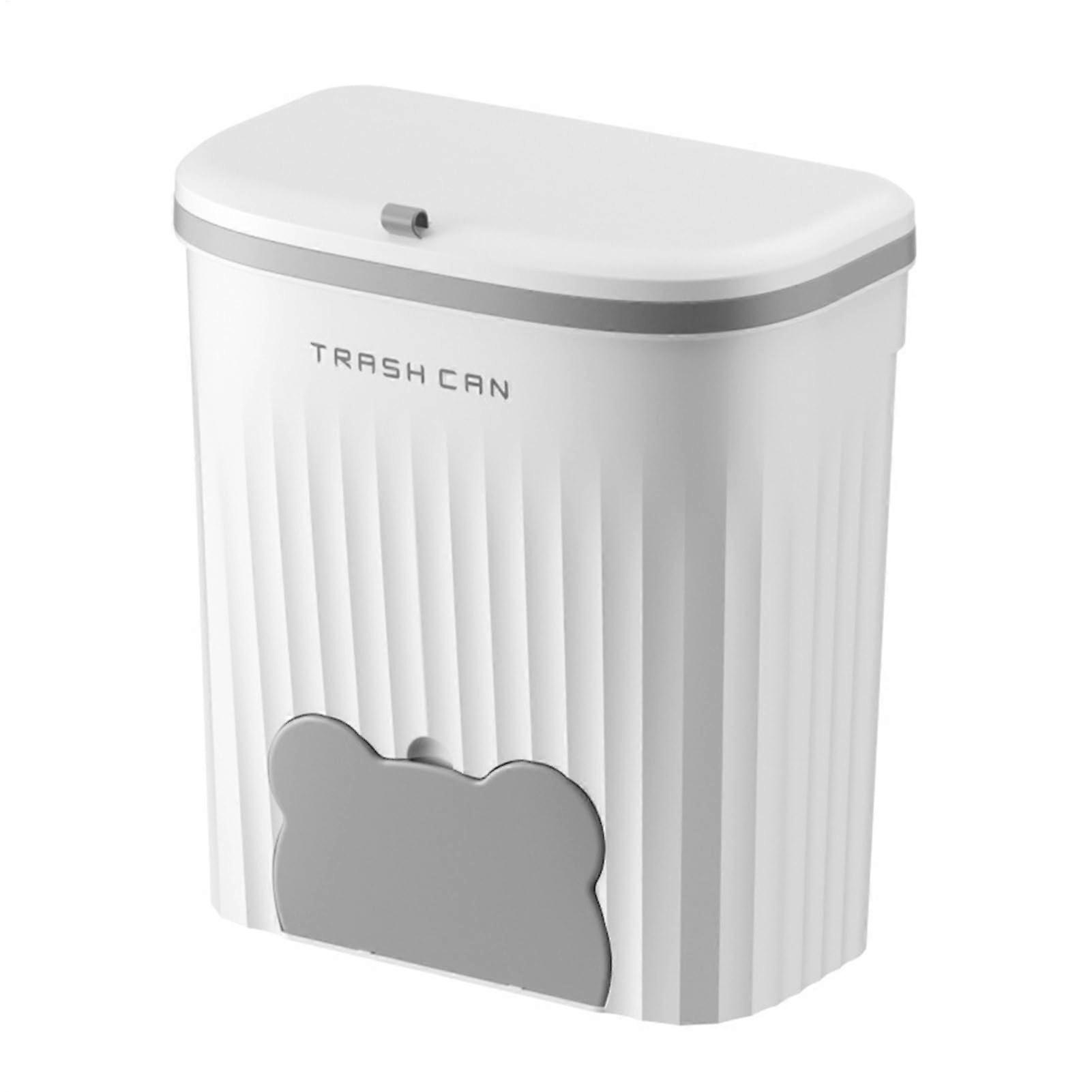 Kitchen Compost Bin - Compact Container for Desktop and Countertop, Gray Hanging Trash Can with Lid for Bathroom Use