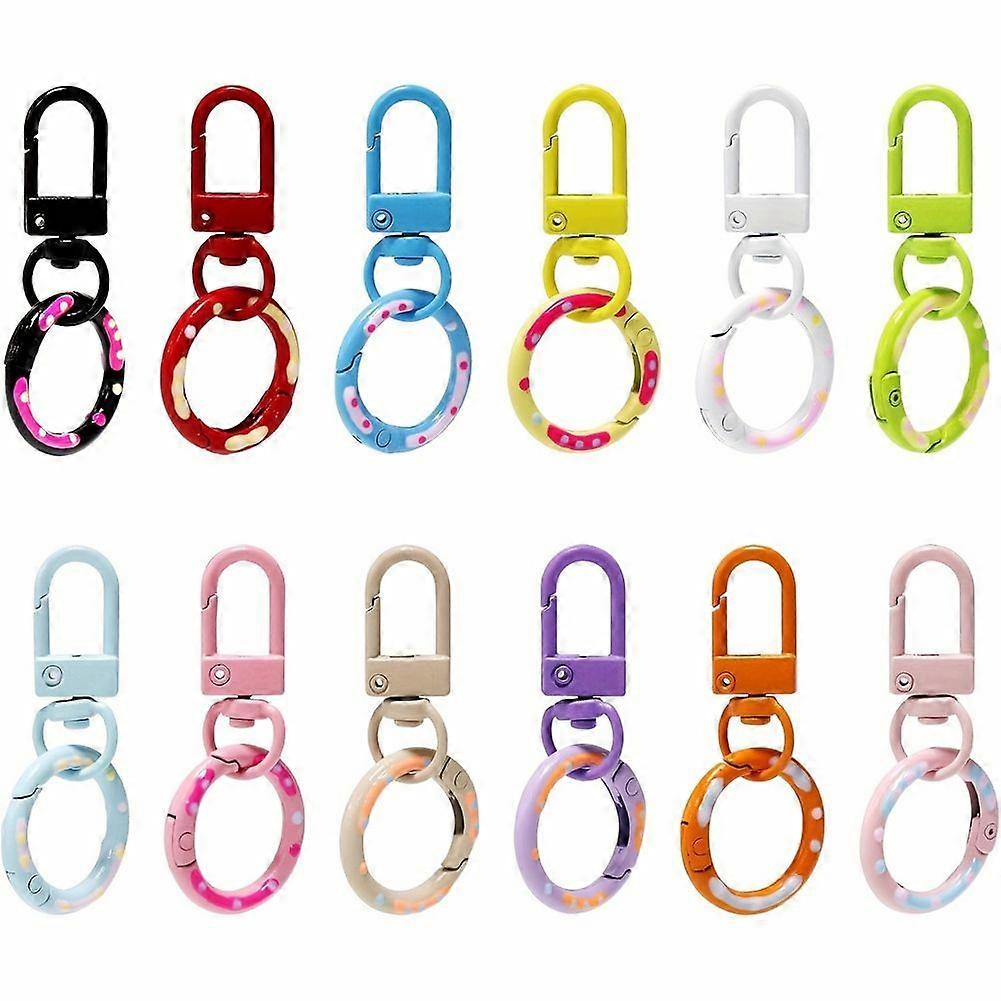12Color O Rings Round Lobster Claw Clasps, Cute Metal Keychain Ring Round Carabiner Clips for Keyri