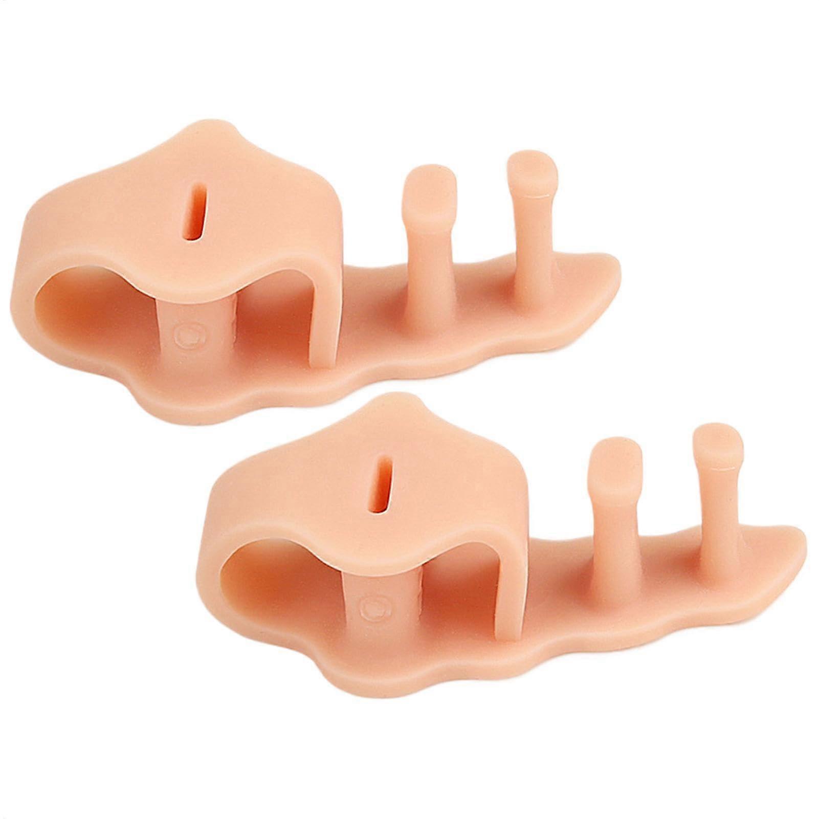 Toe Separator for Women - 2 Loops Soft Toe Spreaders for Big Toe Alignment, Reusable Skin-Colored Toe Sleeves Foot Corrector