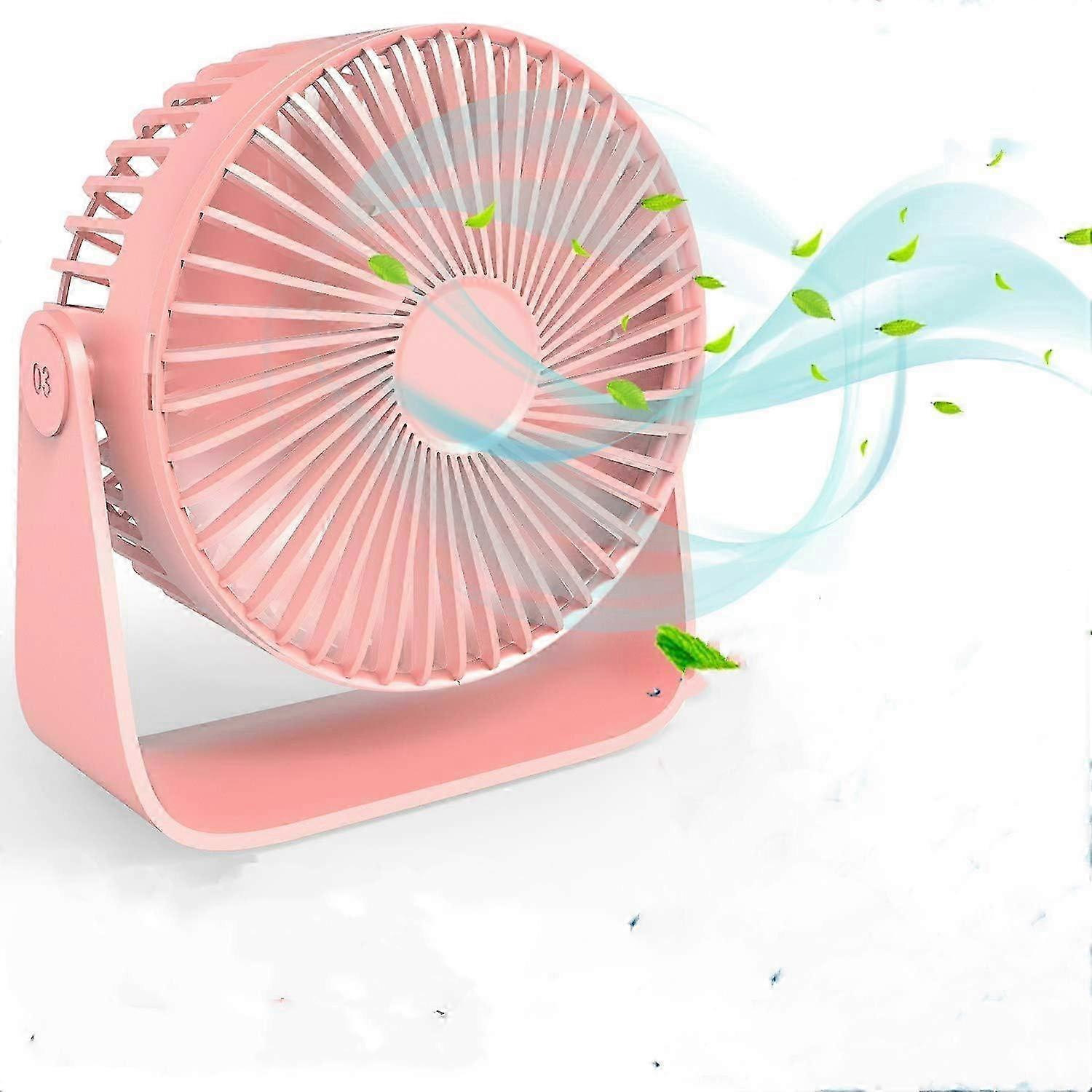Mini USB Table Fan with 360 Rotation, Aromatherapy Compatible, 3 Speed Adjustable for Home and Office (Pink)