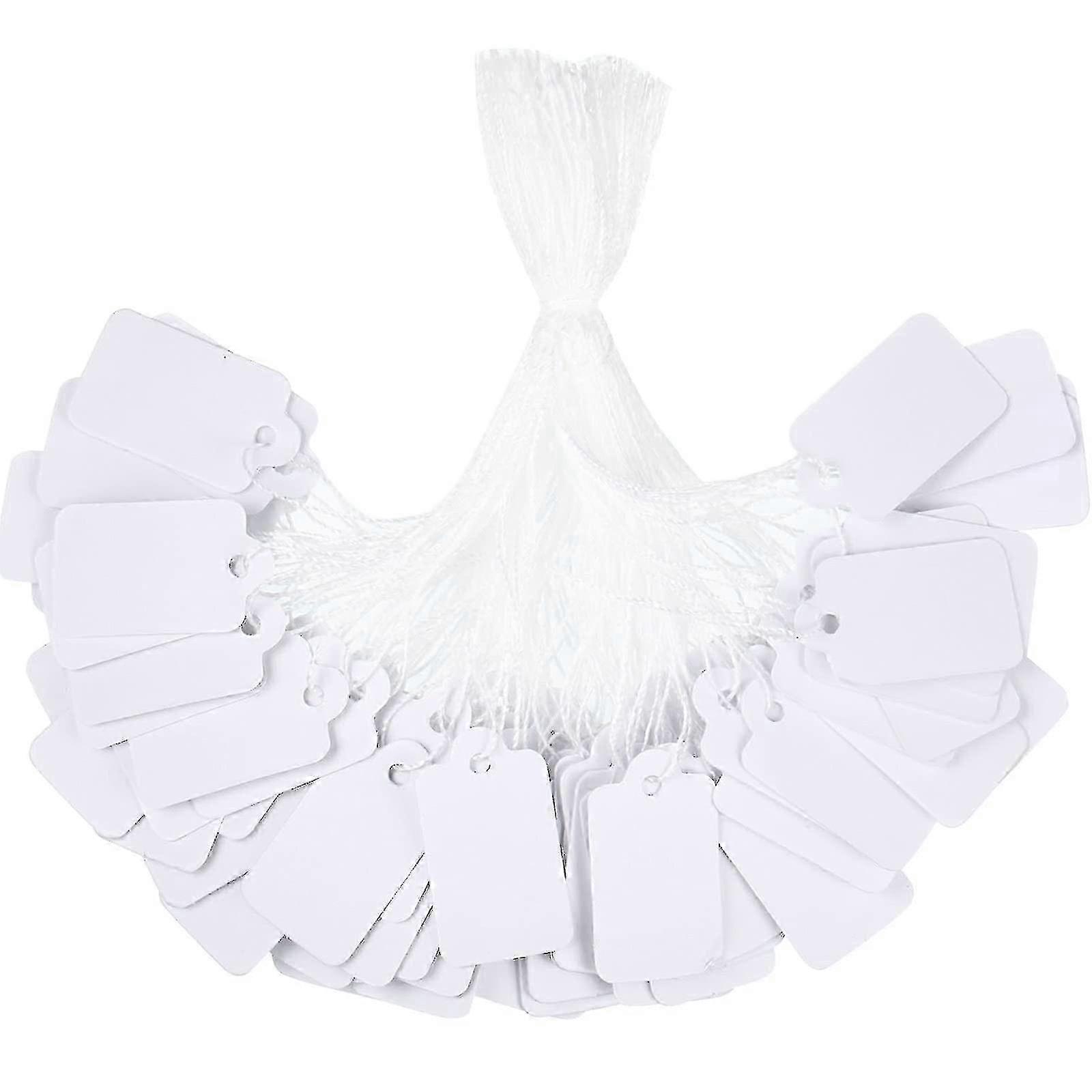 500 Pack White Marking Tags Price Labels Display Tags With Hanging String, 23 X 13 Mm