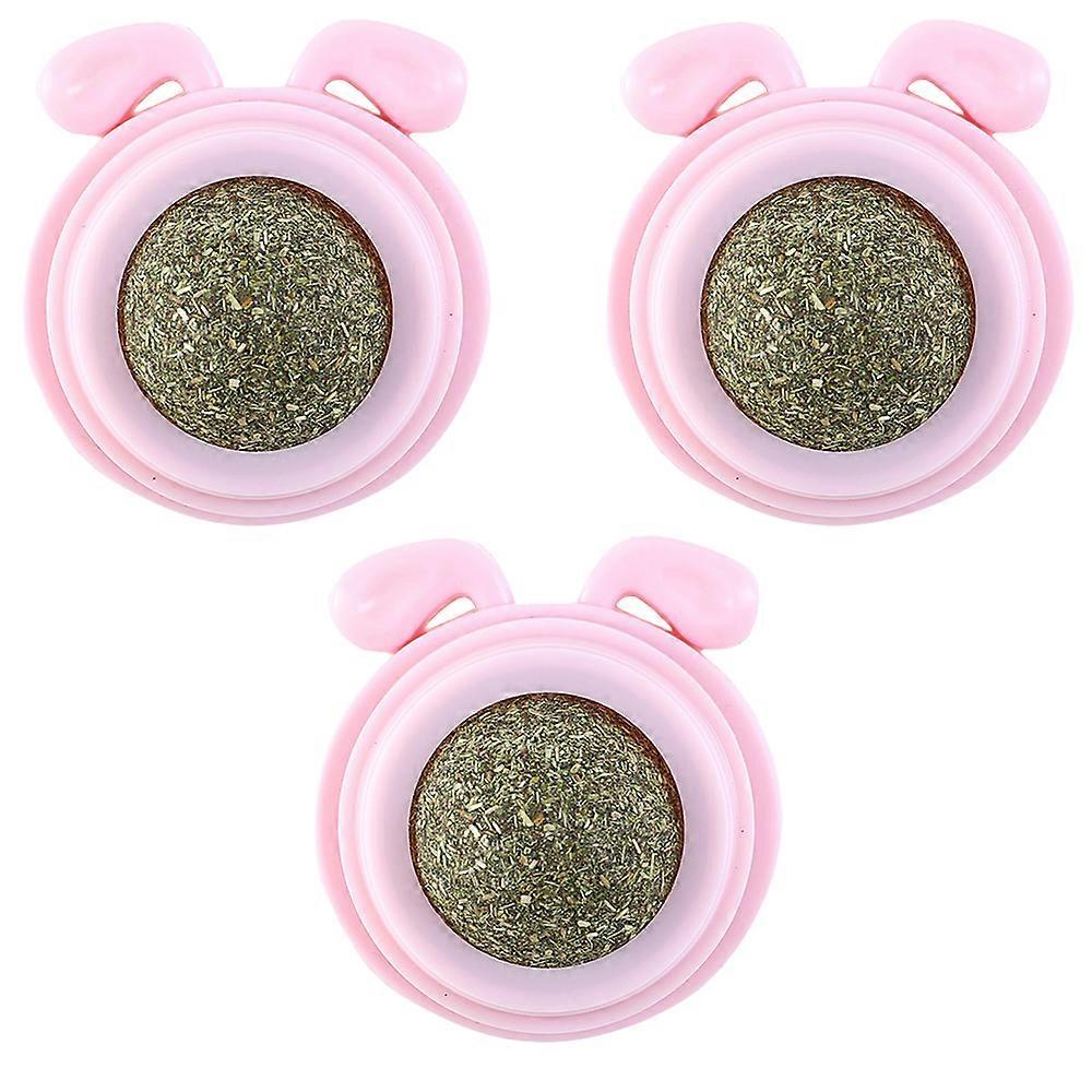 3Pcs Catnip Ball Organic Cat Ball Catnip Toy Interactive Cat Toy-Pink