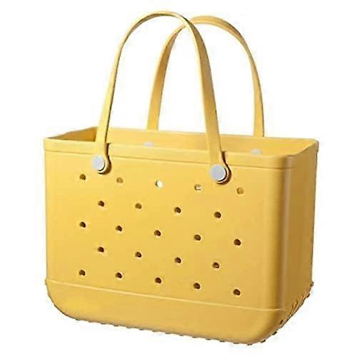 Yellow, washable, durable open beach tote bag, suitable for the pool, gym, weekend trips, or daily use.
