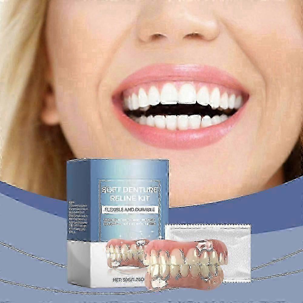 2025 Soft Denture Reline Kit, Denture Repair Kit, Snap On Dentures Teeth Denture Top Bottom Denture Soft Relining Db