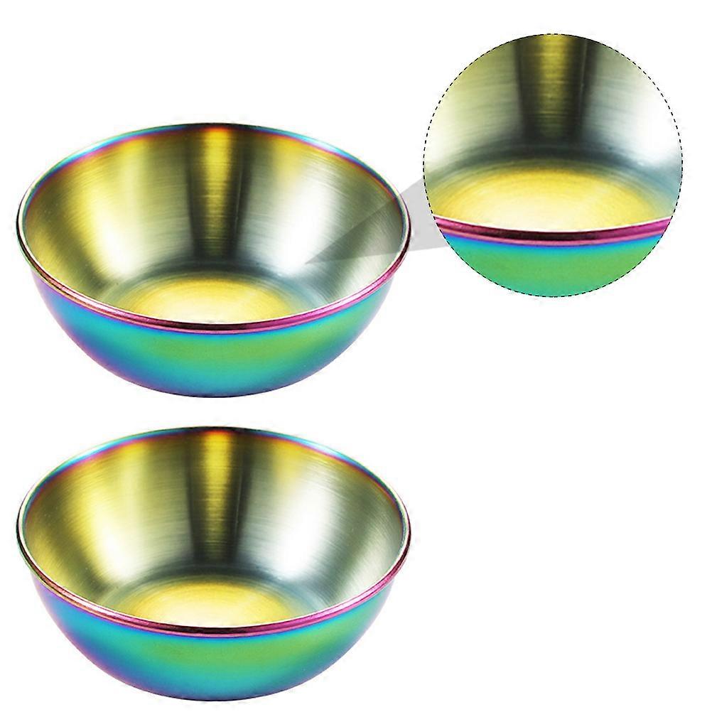 2pcs Mini Spice Dish Stainless Steel Appetizer Plates for Dipping Sauces, Snacks, Condiments – Ideal for Kitchen, Parties, BBQs, Picnics