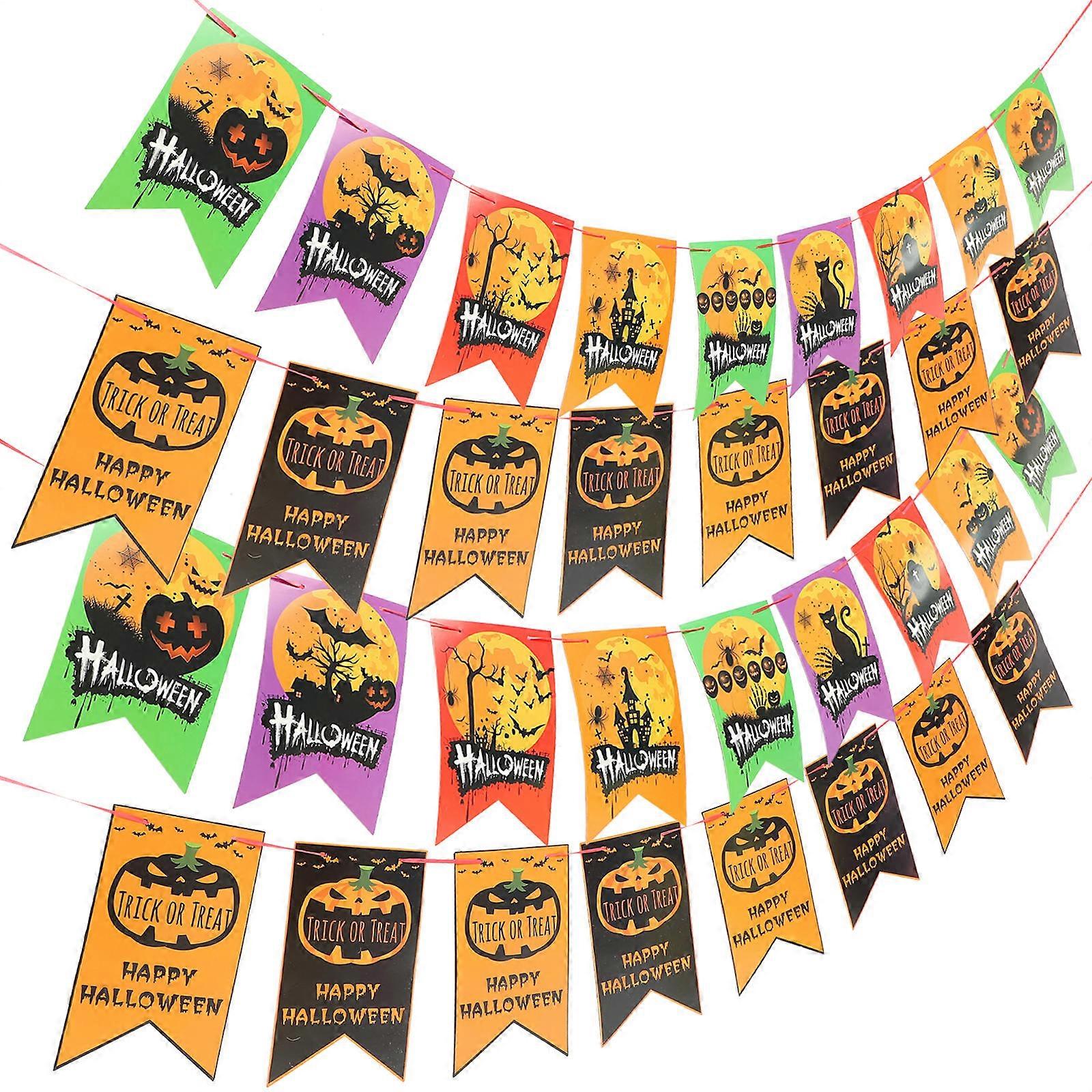 Pumpkin Shape Party Bunting Halloween Banner Decorations for Party 27x18cm 4Pcs