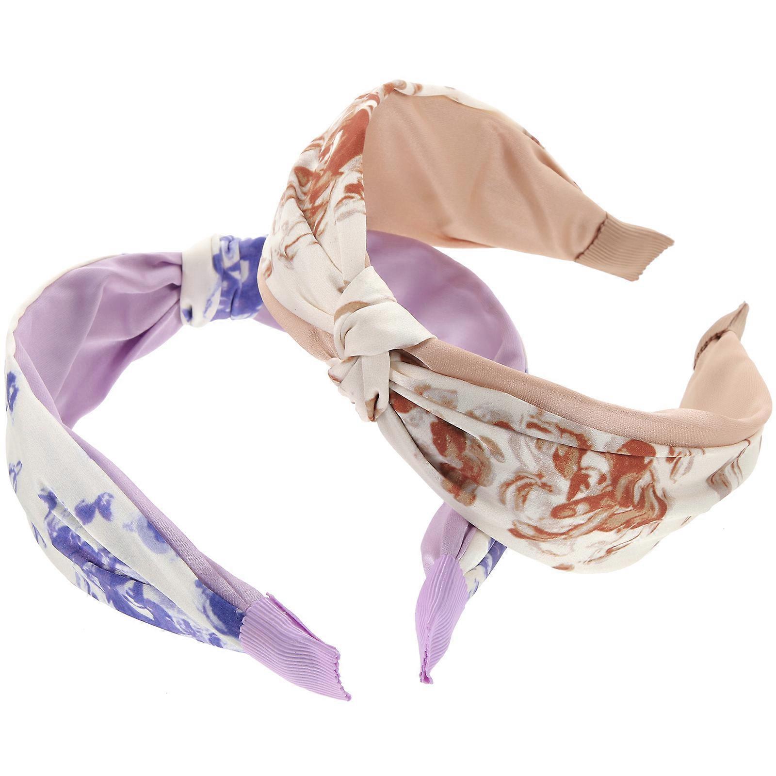Wide Headbands Women Knotted Headbands Stylish Accessory For Beach And Wedding Assorted Color 2Pack