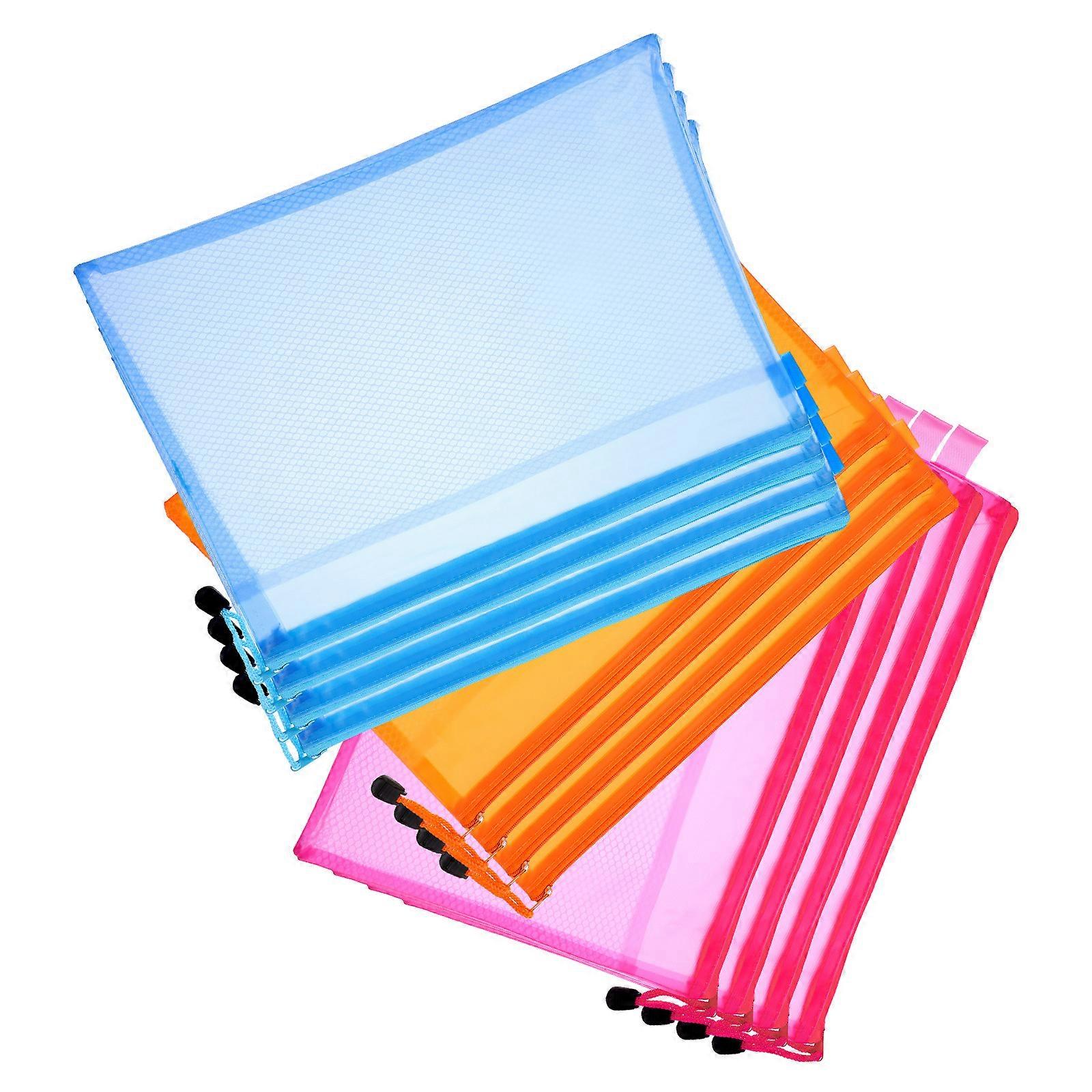 File Zipper Pouch Papers Bag Students Office Rectangular Organization 12Pack