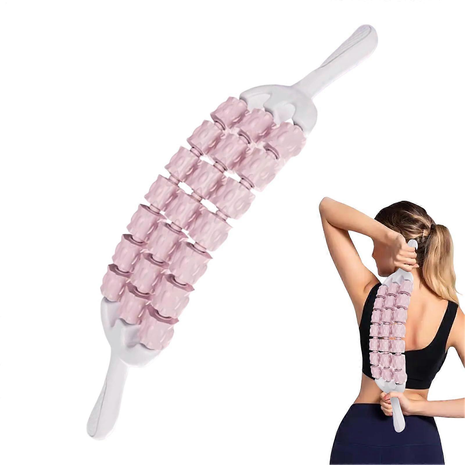 Foam Roller For Muscles ThreeRow Deep Tissue Relaxation Tool For Athletes Pink