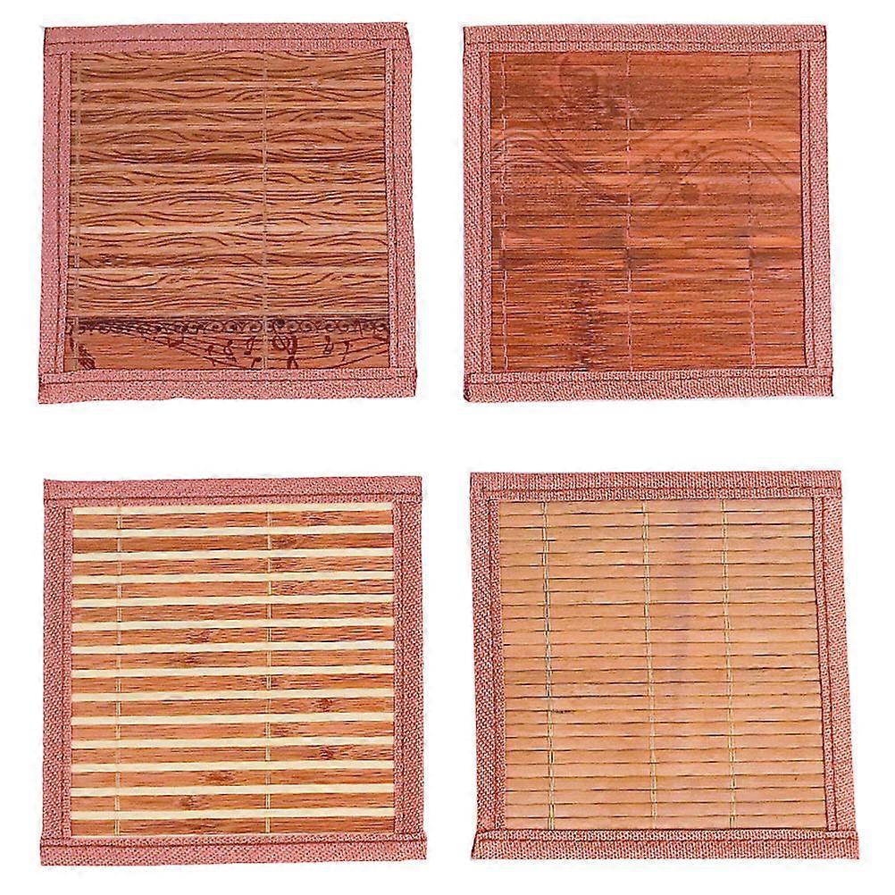 Bamboo Cooling Pad for Pet Summer Use Chocolate Color Plastic Material 4 Pieces