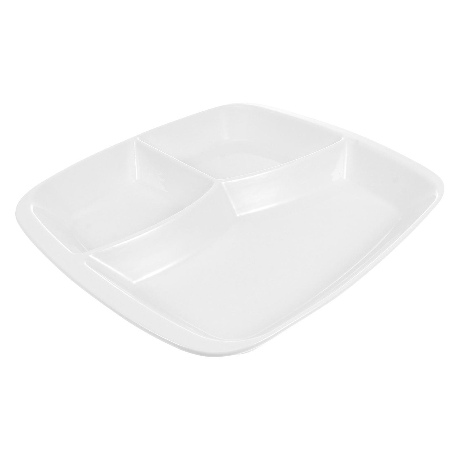 Beautiful Ceramic Threegrid Breakfast Plate for Kitchen Fine Texture Foodgrade Safe Strong