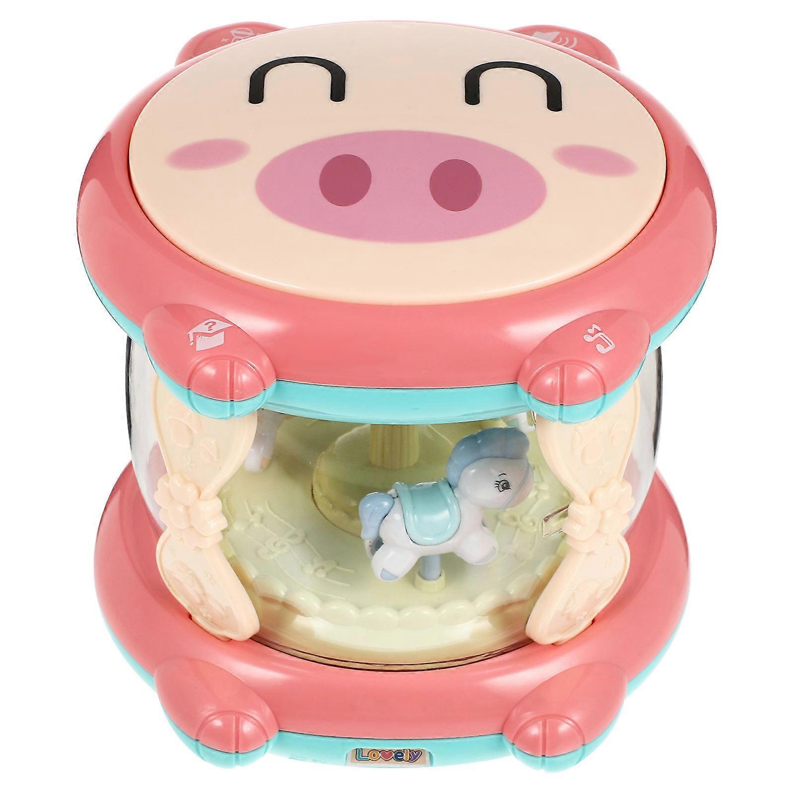 Musical Baby Toy Rechargeable Baby Musical Drum Toy Toddlers Percussion Instruments Pink 15.00X14.70X13.70CM Instrument Sounds 1Pack