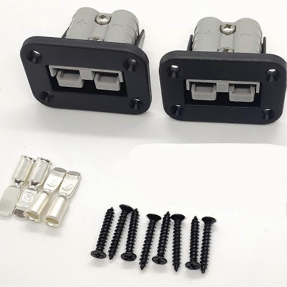 Anderson Plug Flush Mount 50A Set of 2 with 8 Screws for Caravan, Trailer, RV Electrical Connection