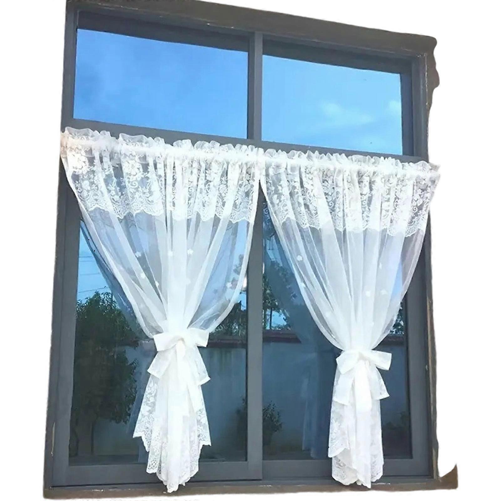 Lace European Styles Window Screen Room Divider Elegant Privacy Curtain for Living Room Bedroom Easy Installation 140cm 70cm