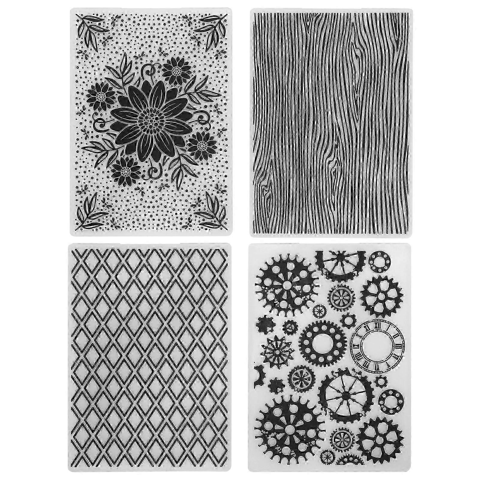 4Pcs Plastic Embossing Folders Embossed Template DIY Card Making Scrapbooking Tool