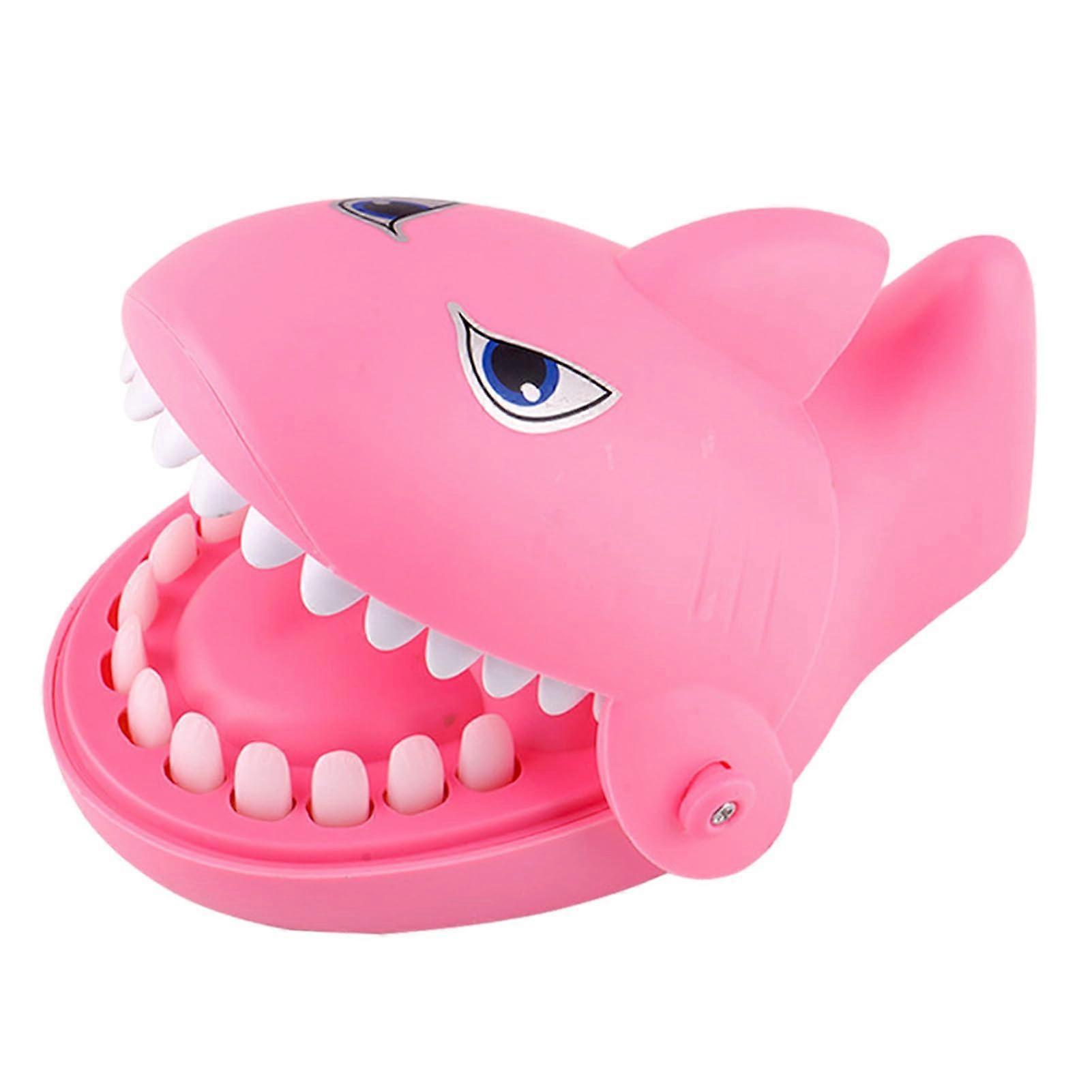 Bite-Safe Shark Teeth Sensory Toy, Soft Rubber Teething Finger Puppet, Pink, Ideal for Reaction Development