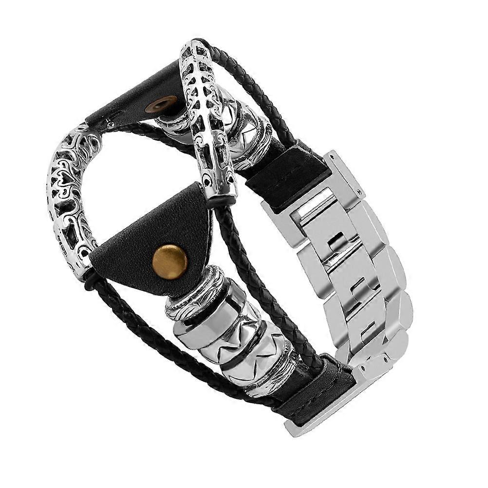Stylish Stainless Steel and Cowhide Watch Band for Watch Adjustable and Comfortable