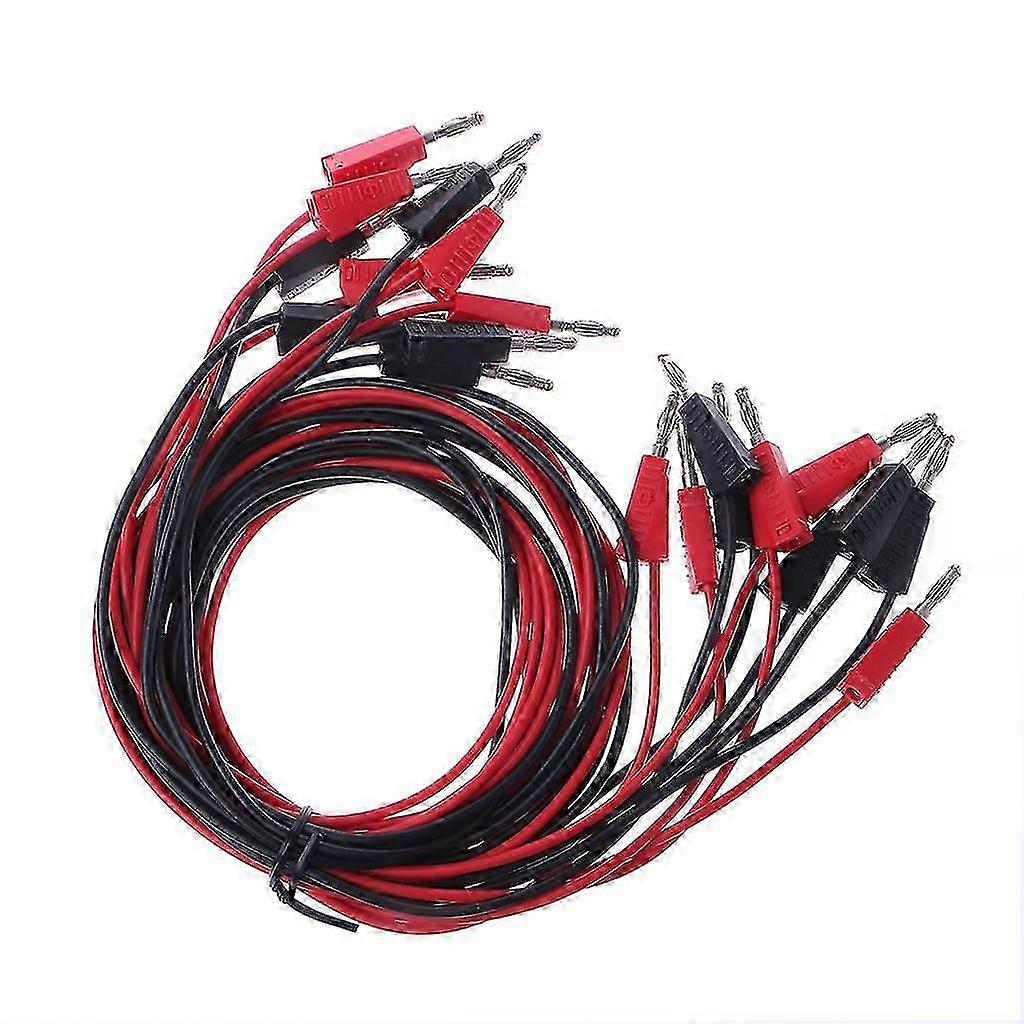 4mm Banana Plug Test Probe Leads 10-Pack 1M Red  Black Cable Set