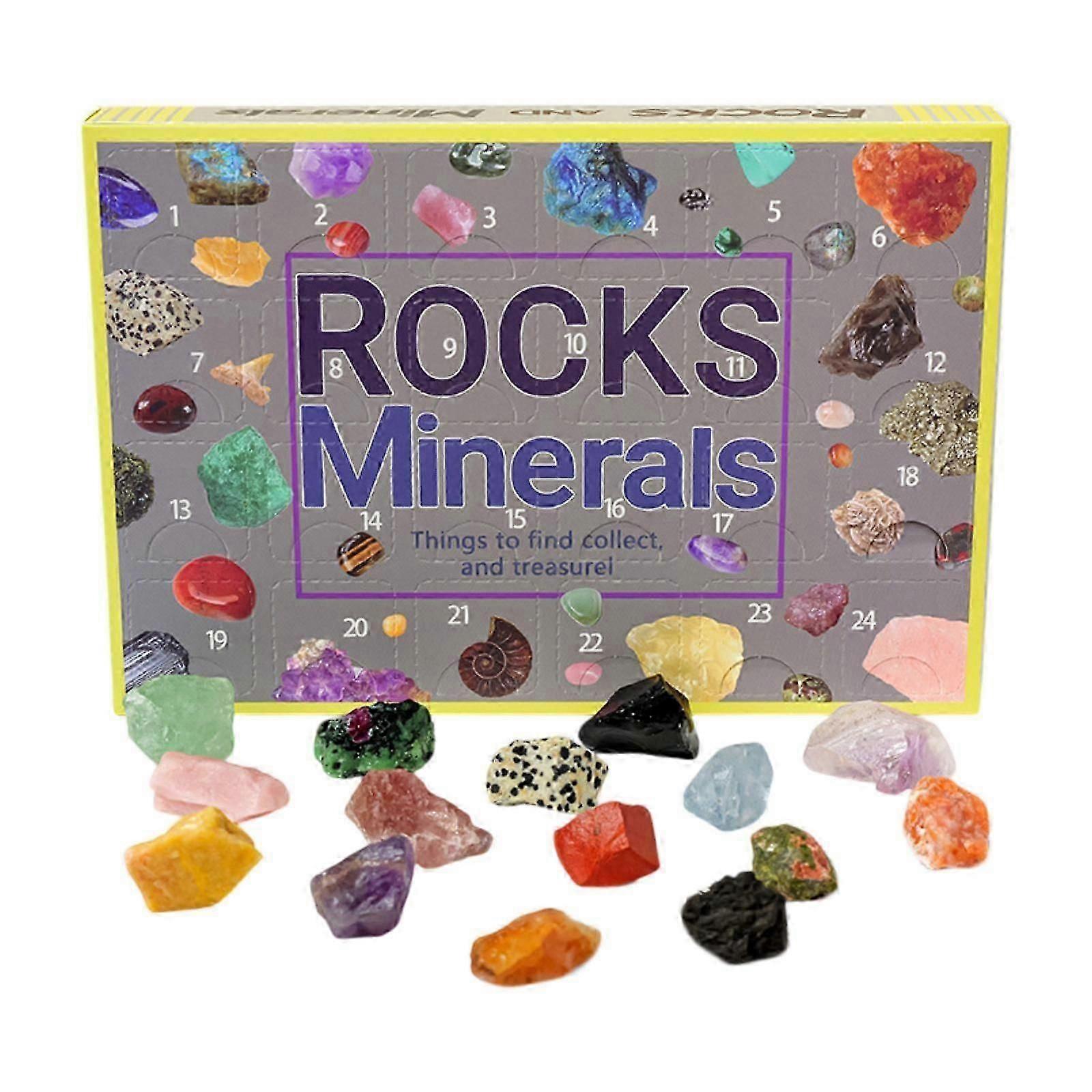 子供のためのロックコレクションボックス24ストーンセットサイエンスキットミネラル教育