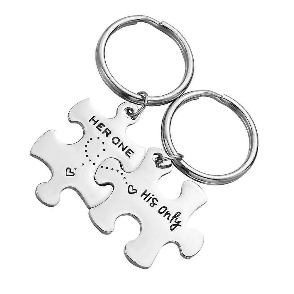 Hanging Ornaments Stainless Steel Keychain His And Her Keyring Pendant Key Chain 1Pair