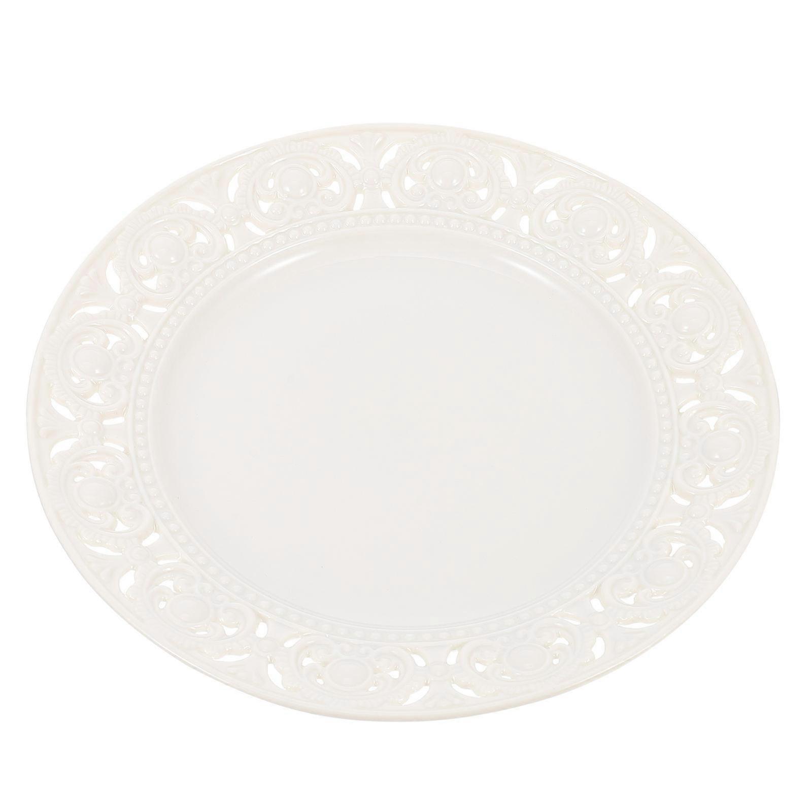 Ceramic Fruit Plate Simple Style Snack Storage Square White 20.5X20.5X2.5CM Food Serving 1Pack