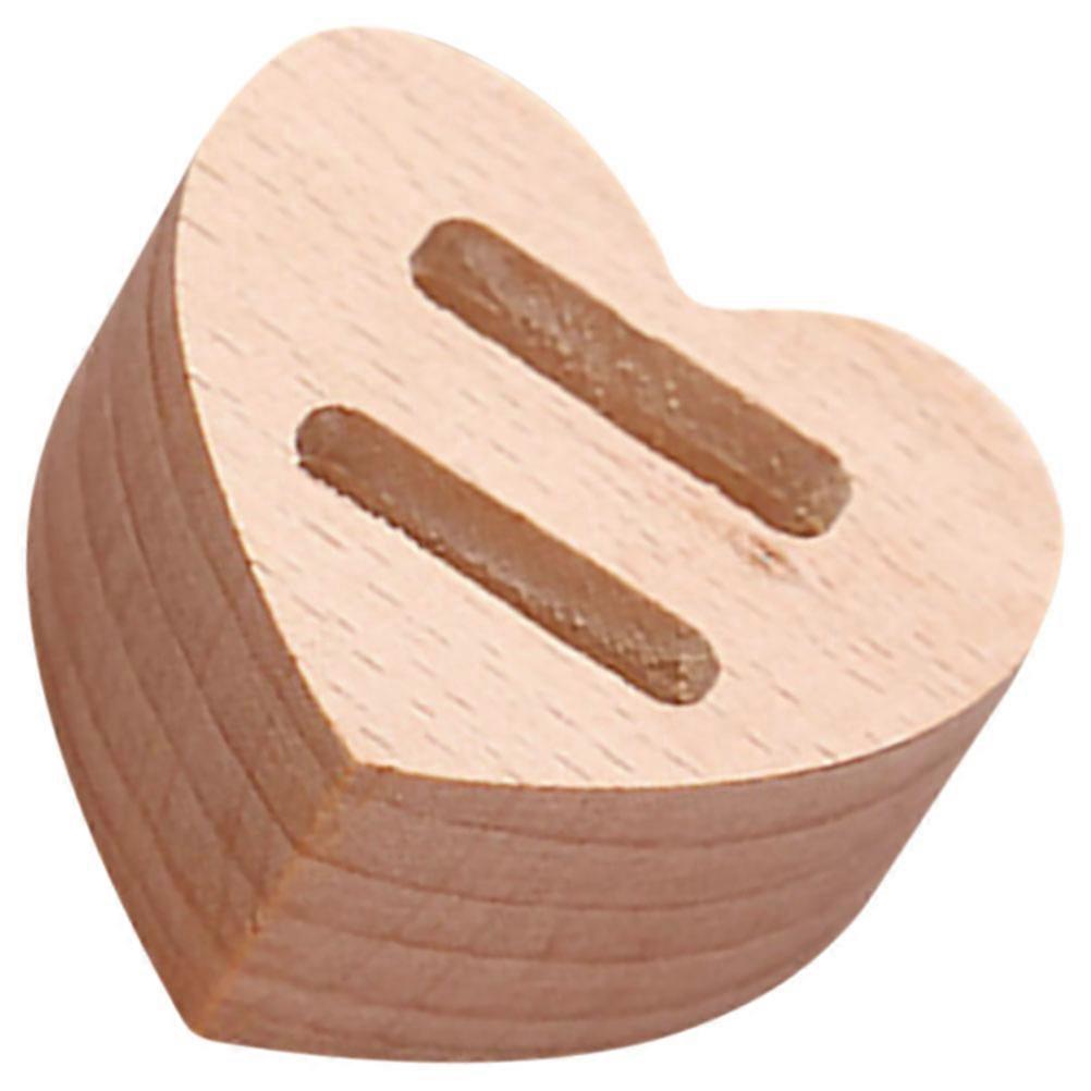 Wooden Heart Shaped Ring Display Stand for Home Use Beige Beech Small Portable 2 Rings