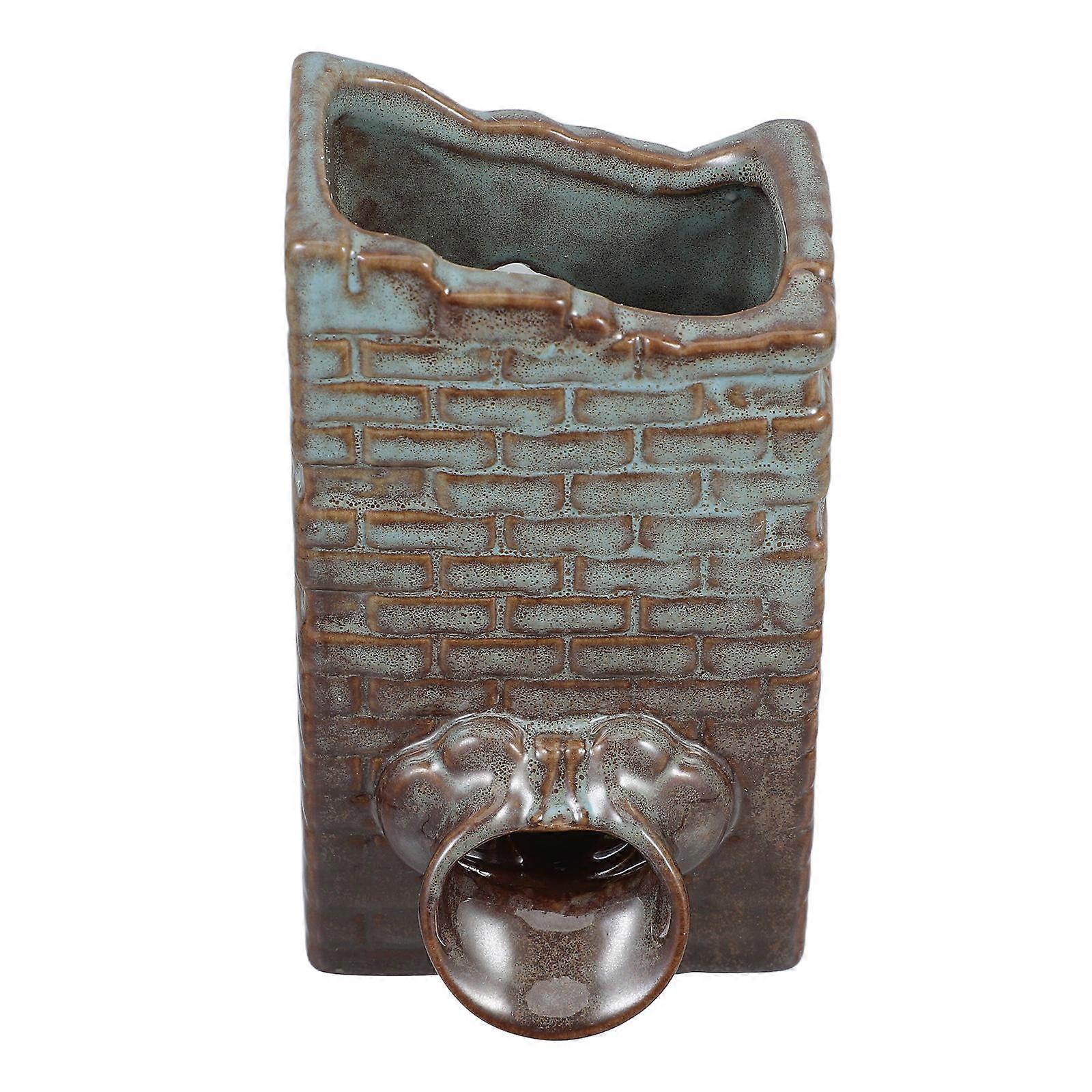 Ceramic Tabletop Fountain with Calming Flow and Open Top Design for Hydroponic Plants, Indoor Waterfall Feature for Home and Office Decoration,