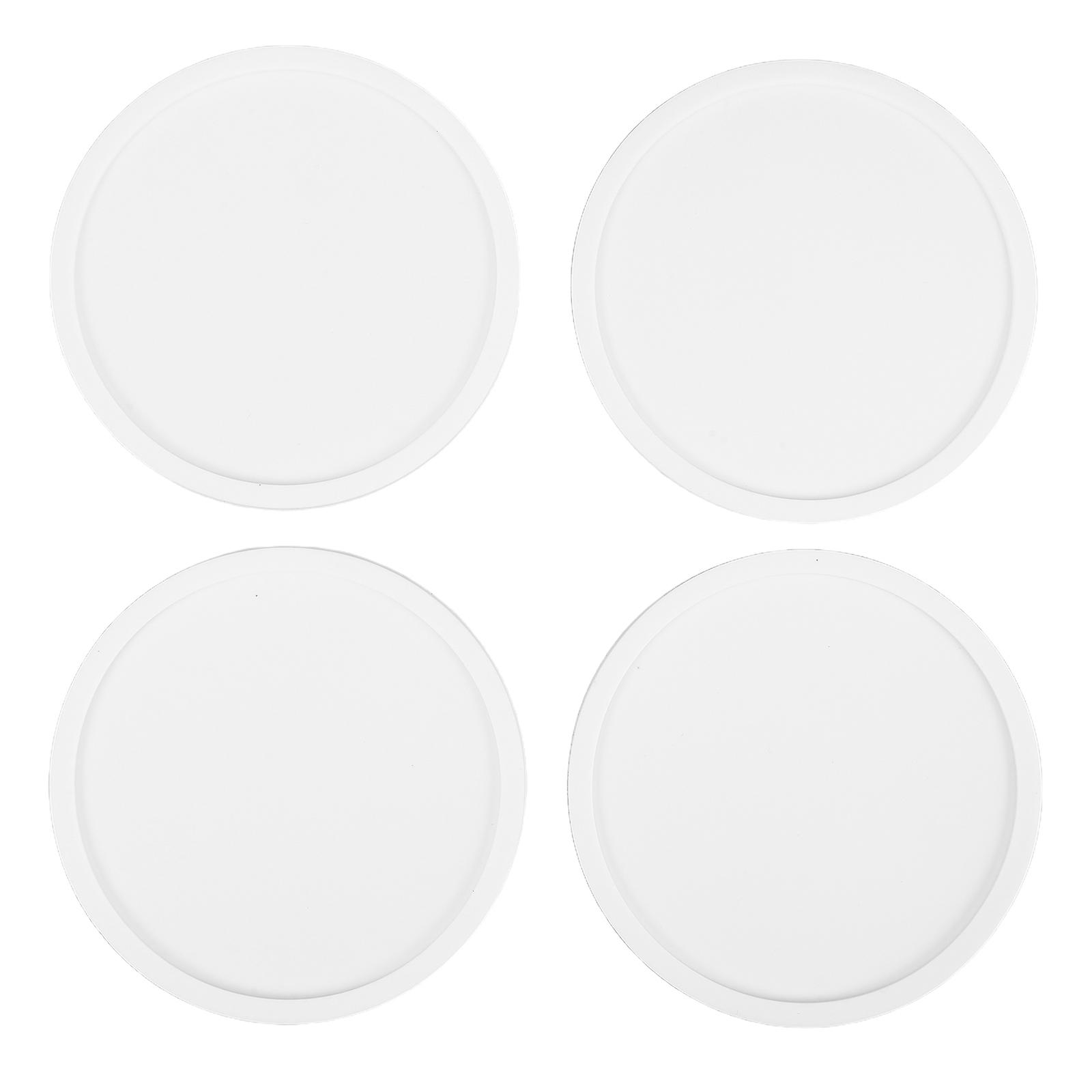 4pcs White Round Silicone Drink Coasters – Thickened Non Slip Heat Resistant Cup Pads for Kitchen, Office, and Home Use – Stylish Beverage Protection