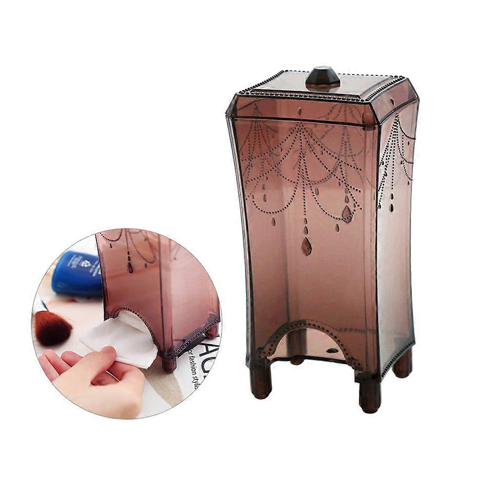 Worgeous 1PC Cotton Pad Organizer Storage Case Square Container Makeup Holder Box Transparent Coffee