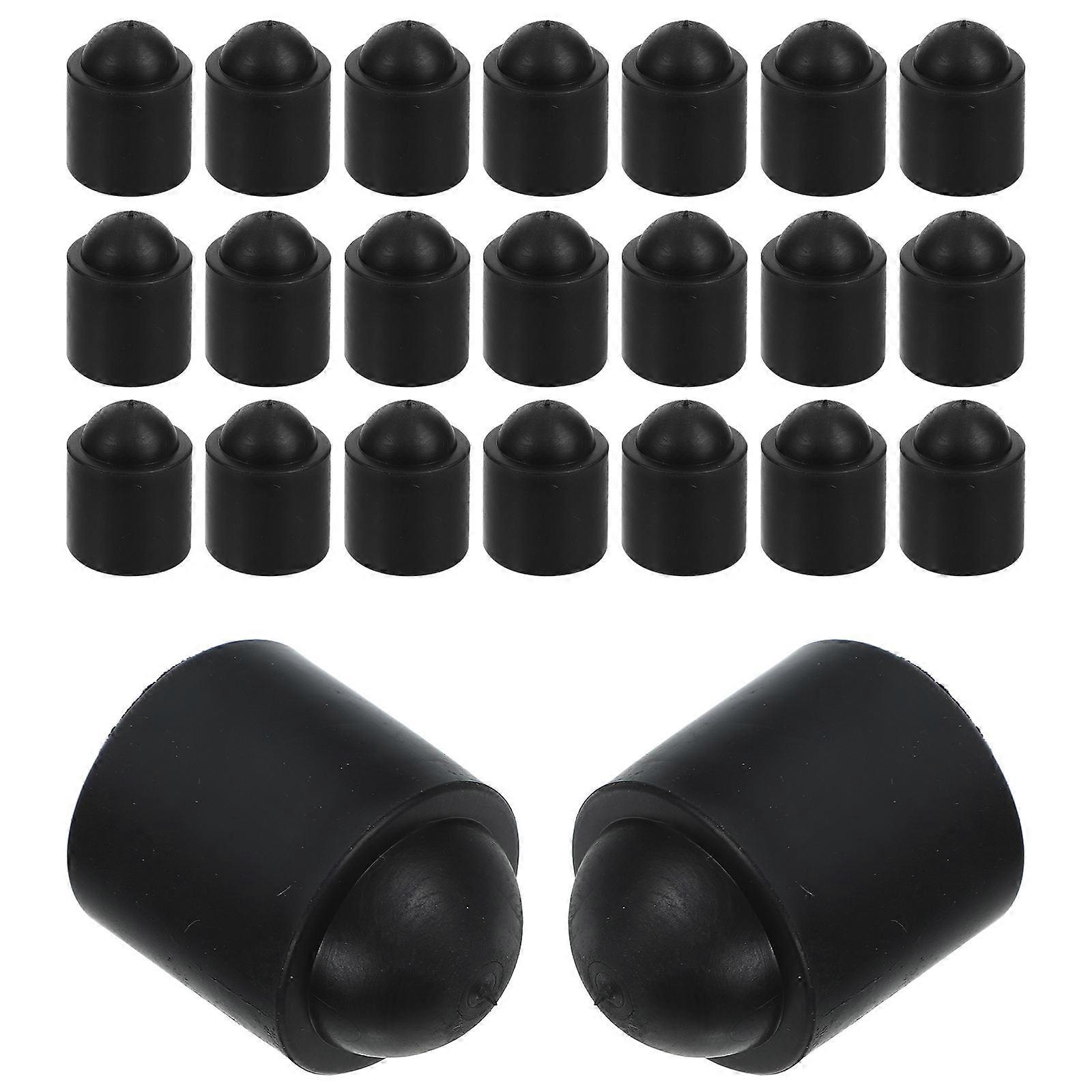 25pcs Slip On Pool Cue Tips,1.6\ X 1.2\" Black Billiard Cue Tips Replacement Pool Cues End Protectors Snooker Rod Protection Pad"