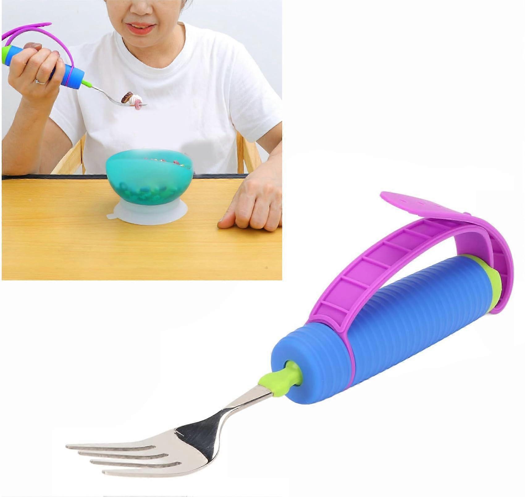 360° Rotating Adaptive Utensils for Seniors NonSlip AntiDrop Stainless Steel Eating Aid Fork, Practical Elderly Dining Assistance Tool