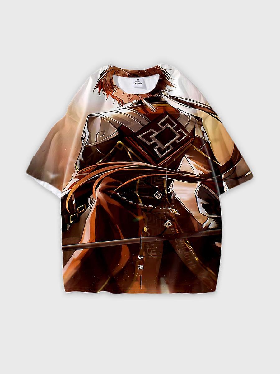 T-shirt round neck Role Pattern loose short sleeve D232