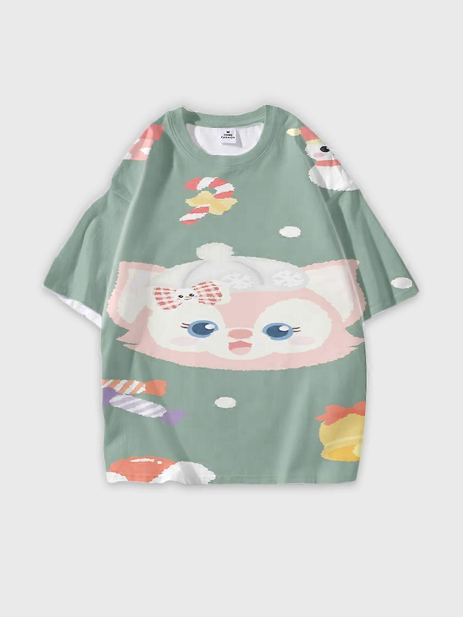 T-shirt round neck Role Pattern loose short sleeve L430