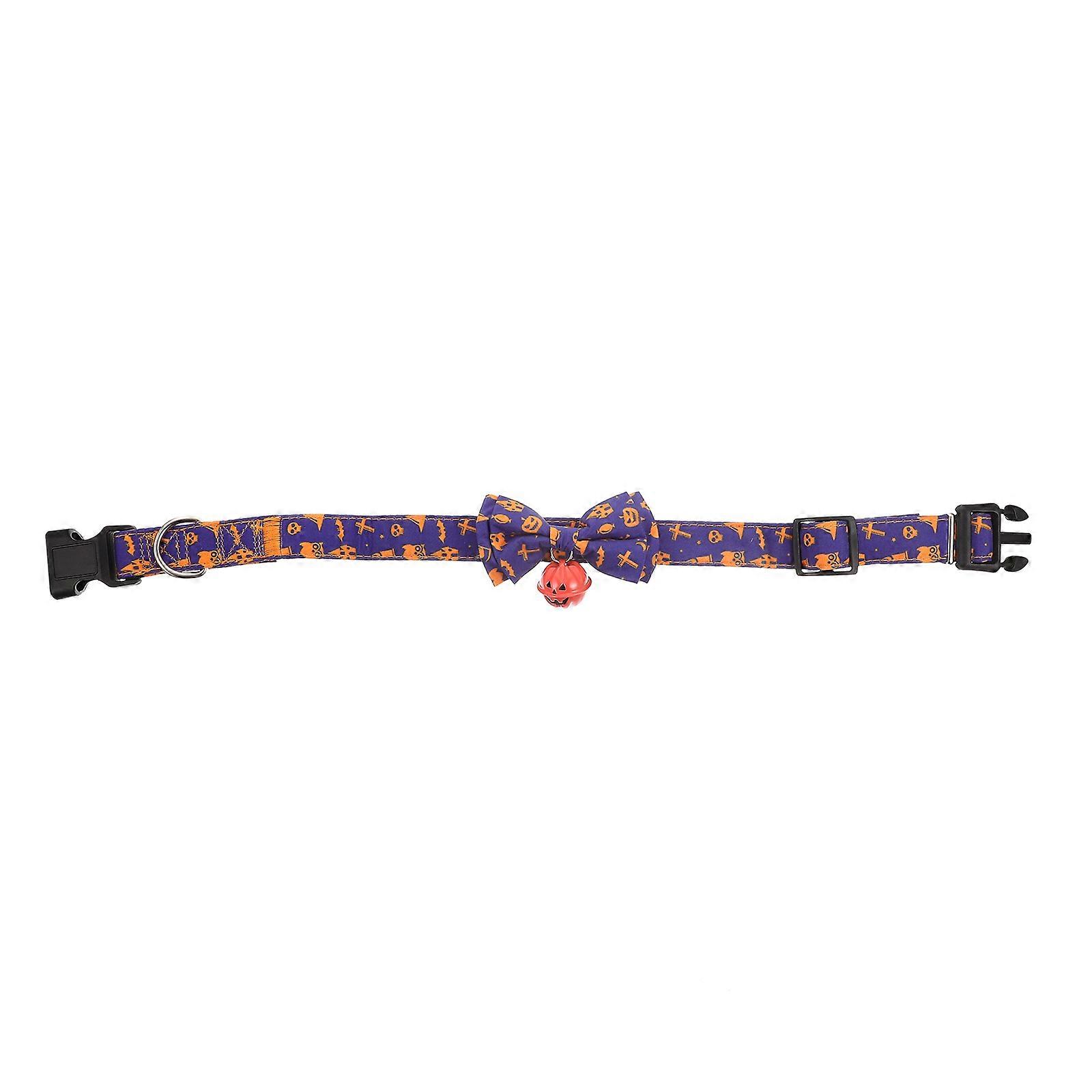 Halloween Cat Bowknot Collar Pet Necklace Vibrant Themed Design for Festive Occasions and Parties
