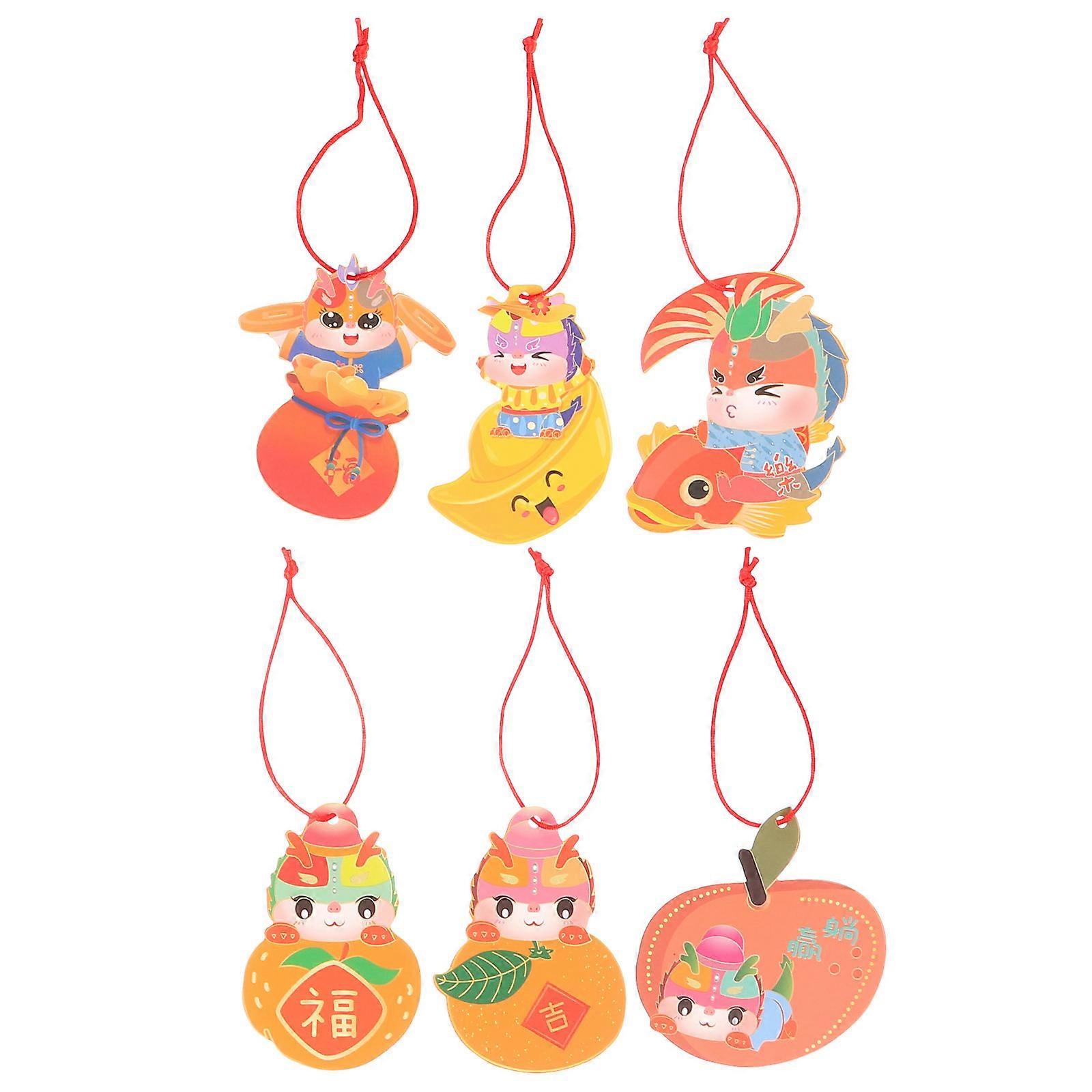 Dragon Decorative Pendant Colorful Paper Material 6Pcs