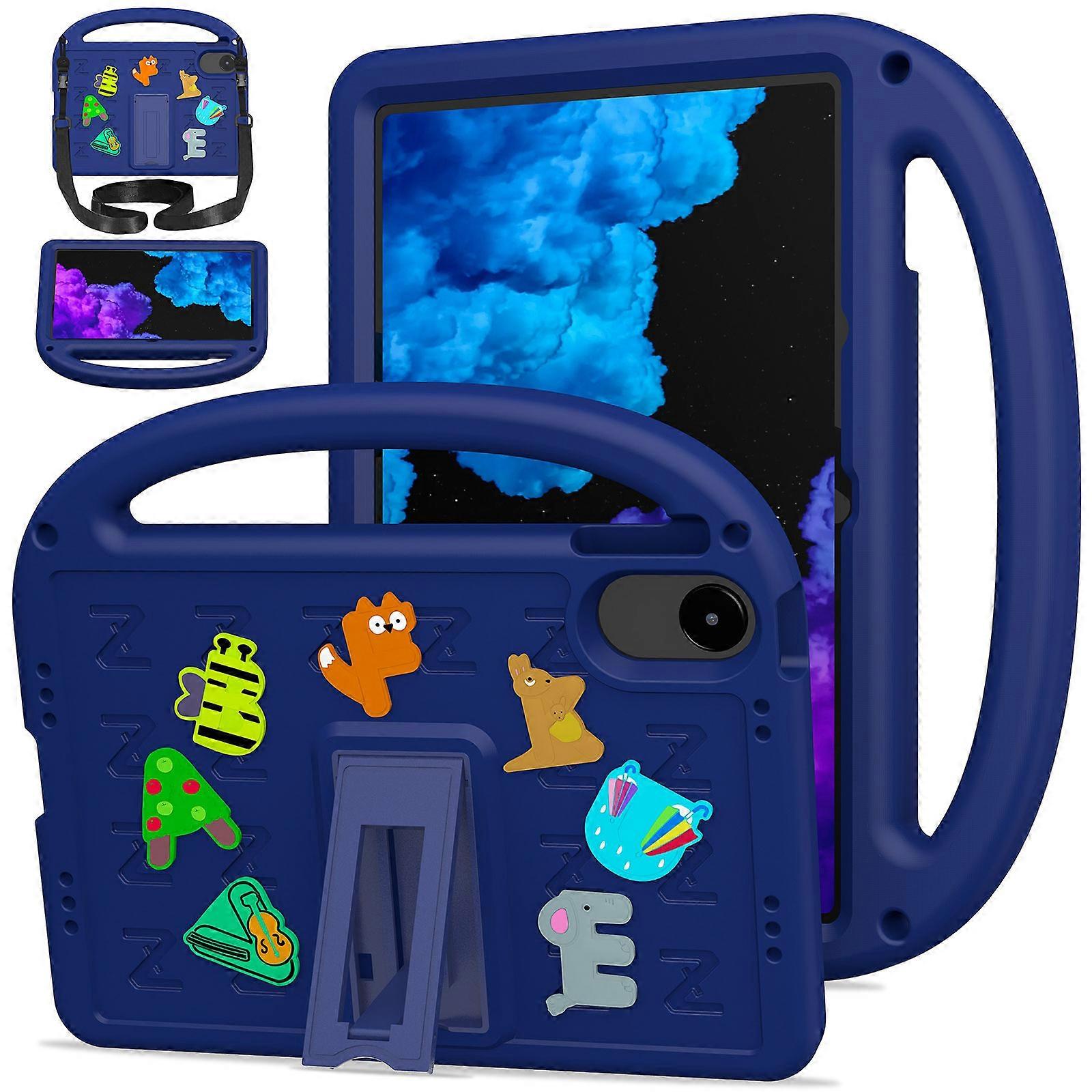 TKdaddy For Redmi Pad 2 Cartoon Digital Mahjong Style EVA Case With Shoulder Strap Navy Blue