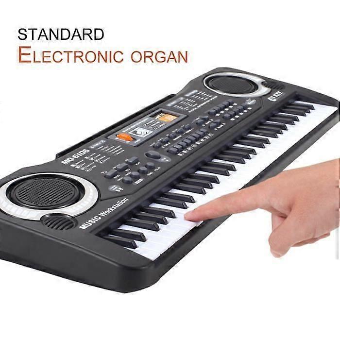 Electric Synthesizer Piano Keyboard 61 Keys with Microphone Children's Musical Instrument - US PLUG