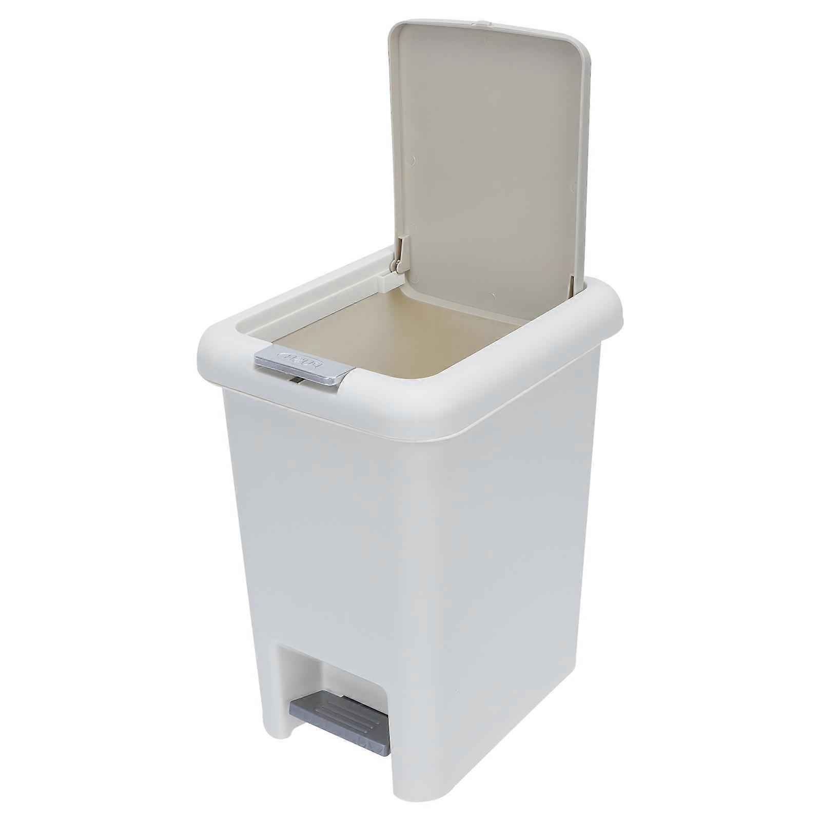 White Plastic Pedal Trash Bucket for Home Office with Creative Design and Storage Function 1Pc