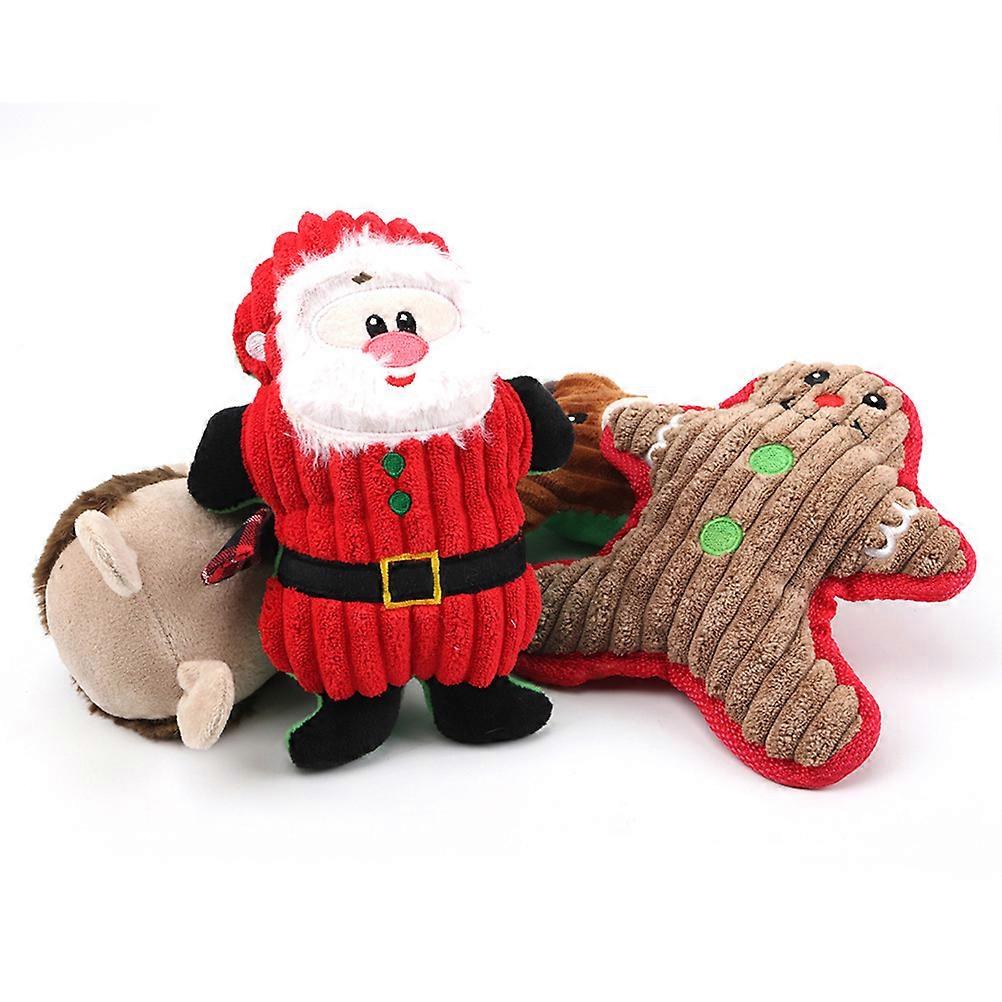 Dog Sound Toy 2Pcs Plush Deer Santa Design Perfect For Pet Chewing Activities Indoor Play Assorted Color Sound Making