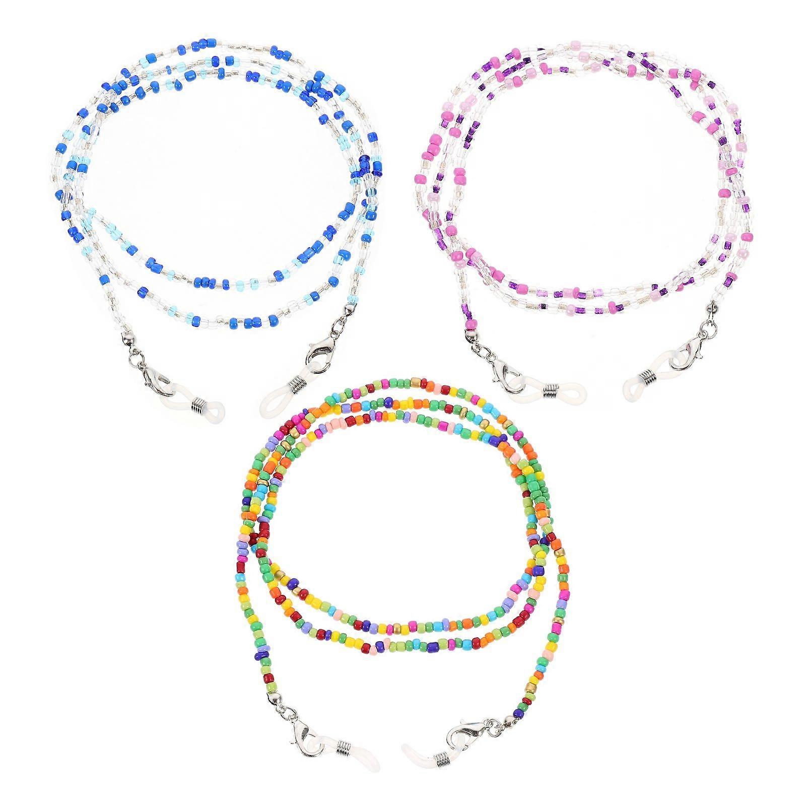 Colorful 3 Pack Women's Eyeglass Lanyard – Non Slip Spectacle Chain for Glasses & Masks, Chic Comfortable Durable Design, Stylish Everyday Accessory