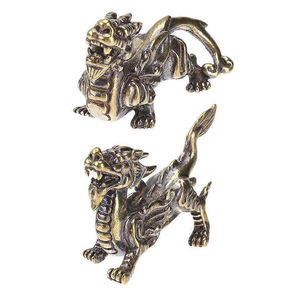 クリエイティブデスクトップ真鍮装飾ヴィンテージオフィス装飾3.50X2.00X1.00cm縁起の良いシンボル2個