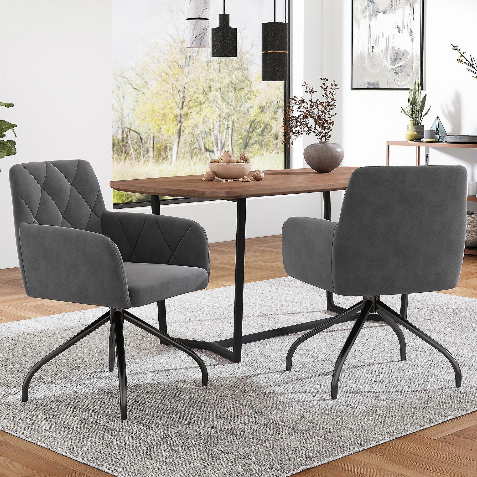 kashemano two-piece armchair set,360° swivel function, casual style,gray cushions ,black support legs.