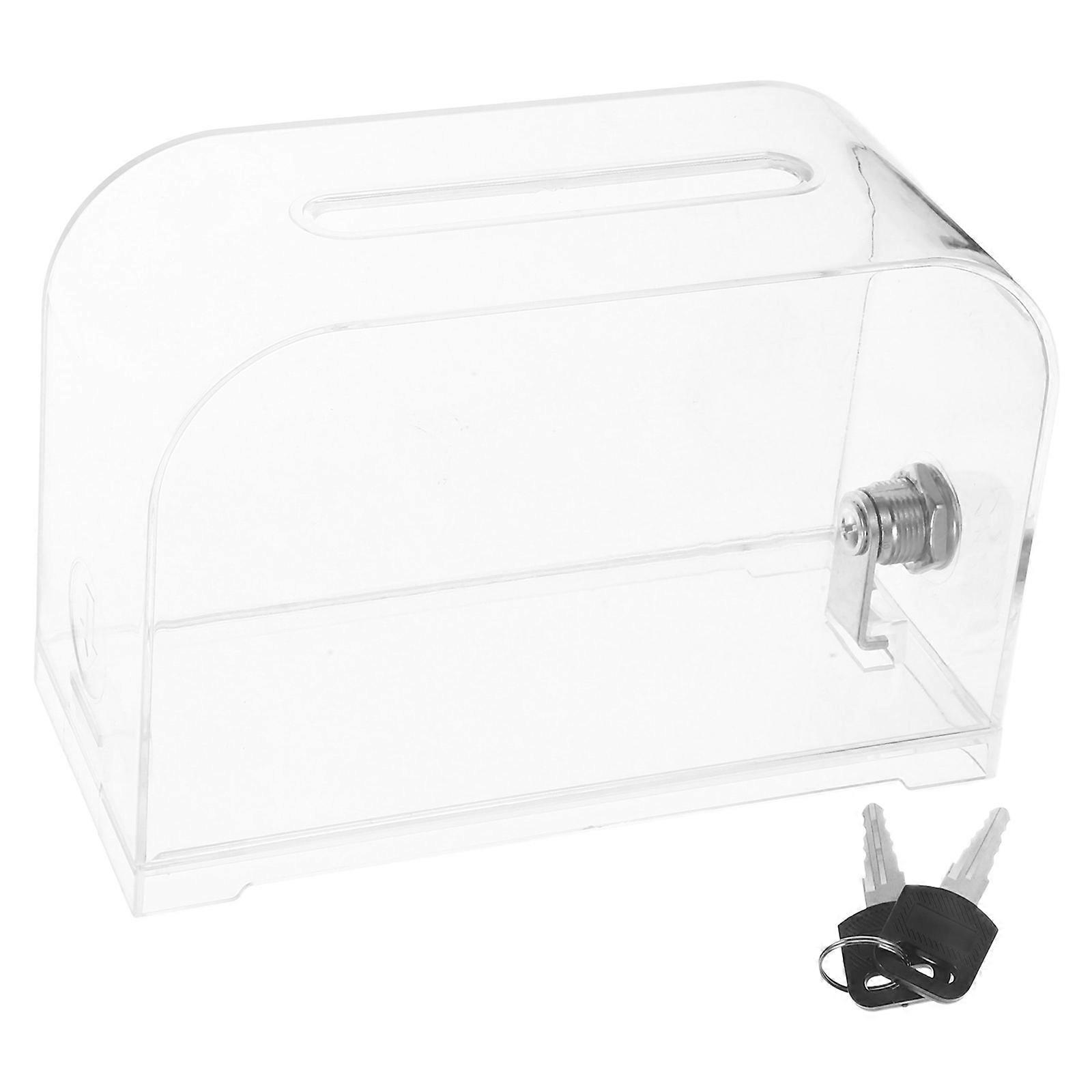 Clear Donation Box With Lock   Secure Voting & Fundraising Box for Events, Organizations, Ballots, Cash & Notes Storage