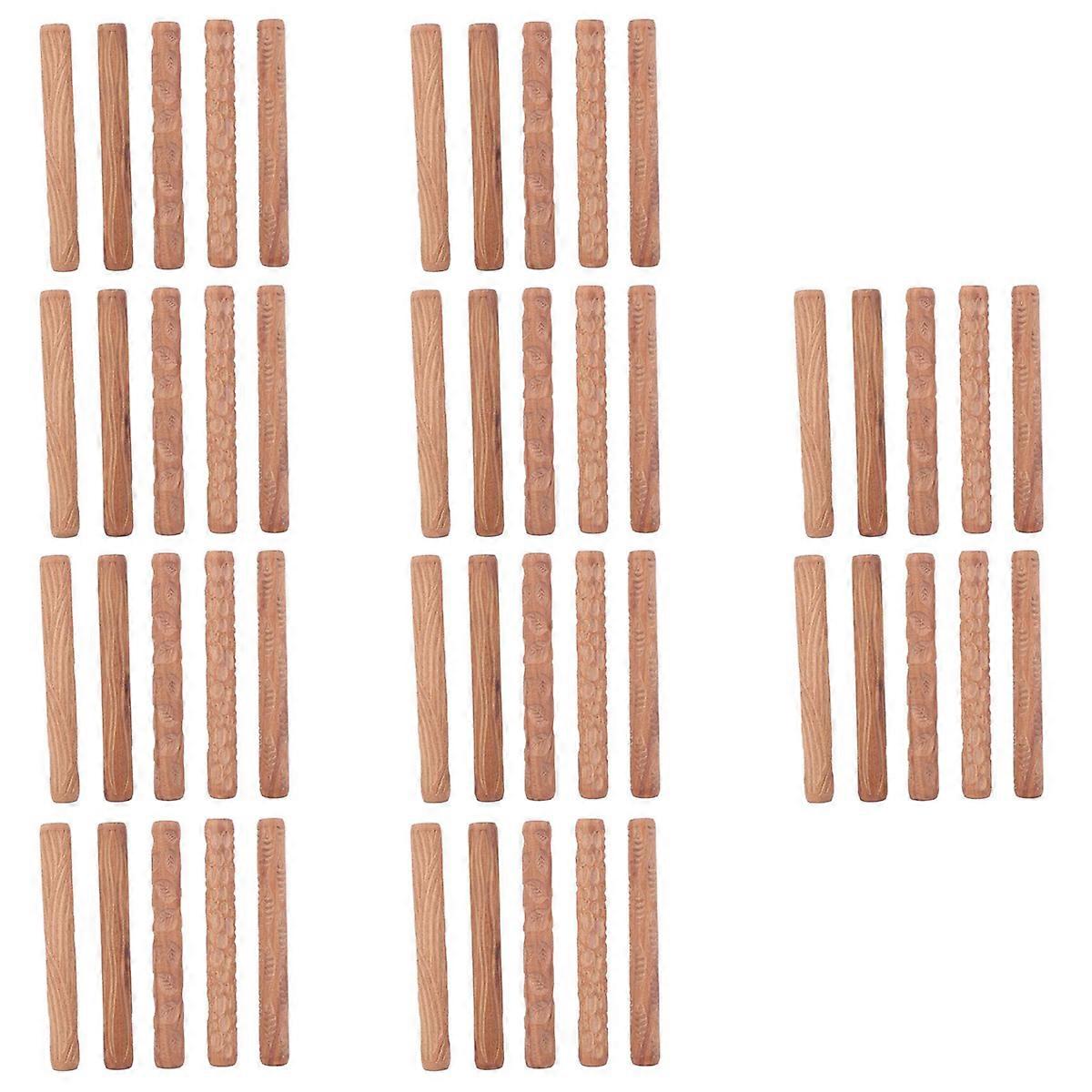 50PCS Pottery Tools Wood Hand Rollers for Clay Clay Stamp Clay Pattern Roller