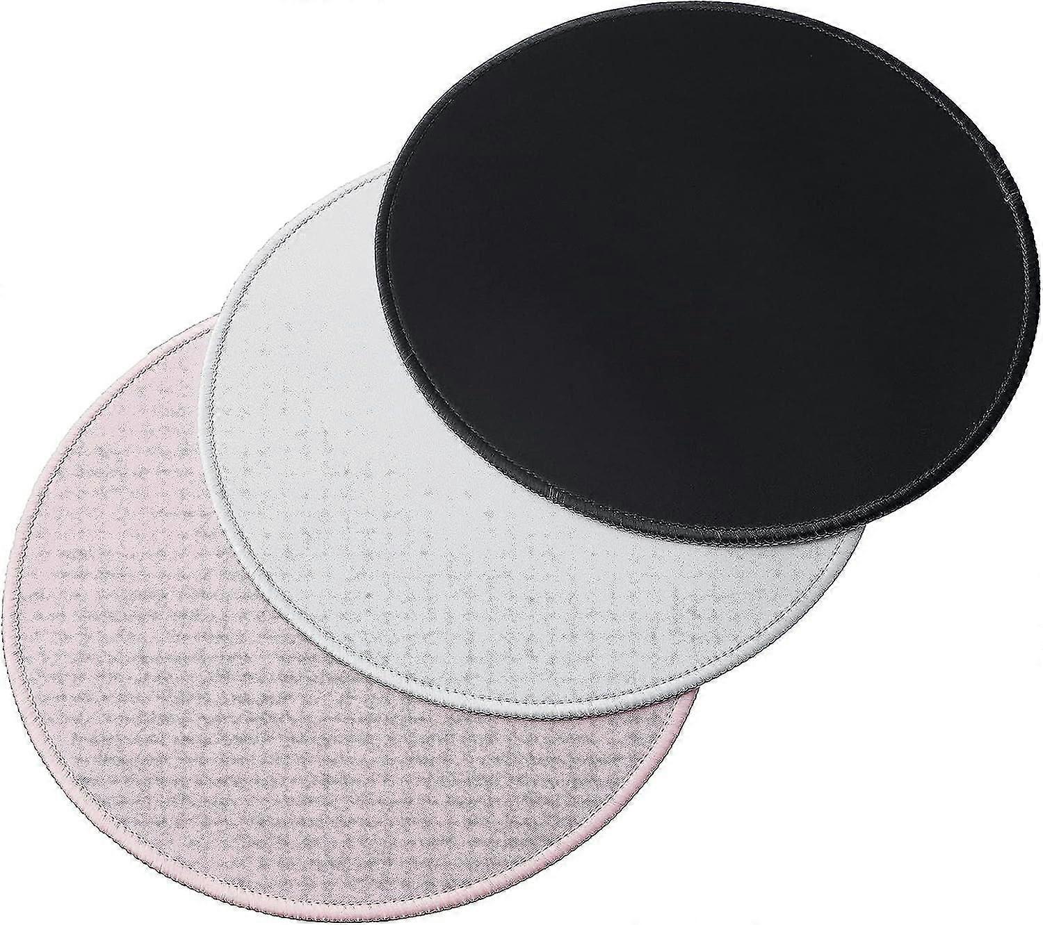 3pcs Round Mouse Pad 22 * 22cm,mouse Pad With Non-slip Rubber Bottom Stitched Edges For Home/office - Pink + Black + Gray