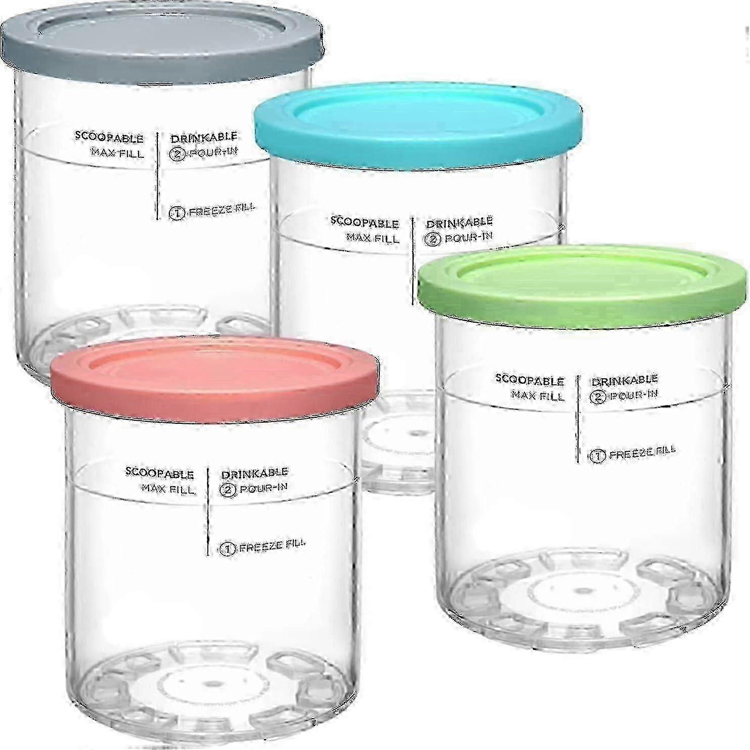 For Ninja Creami Deluxe Pints And Lids, 4pcs Replacement Pints And Lids Compatible With Ninja Nc501 Nc500 Series Ice Cream Maker