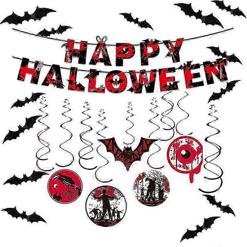 Halloween Decorations Happy Halloween Bunting Banner Garlands For Haunted House Ceiling Swirl Decor Banner For Red