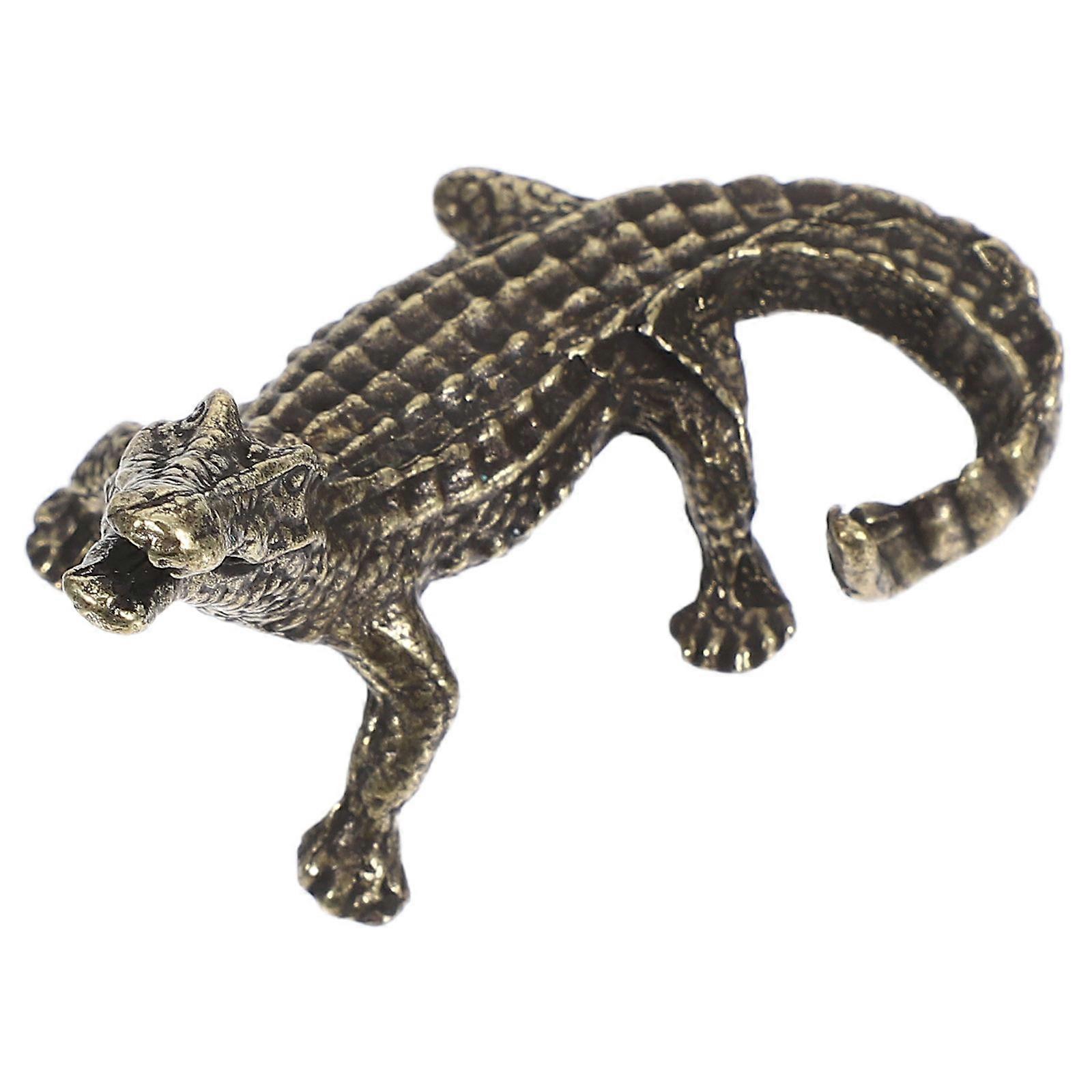 Golden Crocodile Model for Decor Handcrafted with Premium Brass Material and Vivid HandPainted Details 1Pc