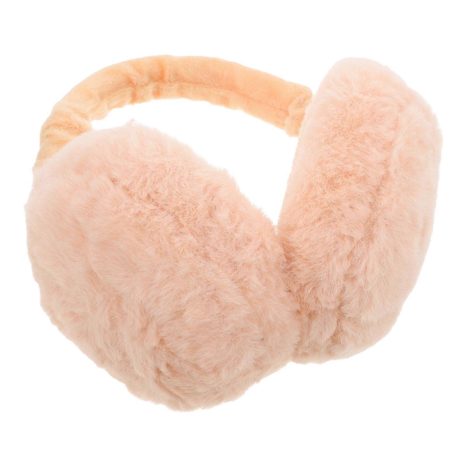 Warm earmuffs for Winter Outdoor Activities Foldable Plush Beige One Size Fits Most